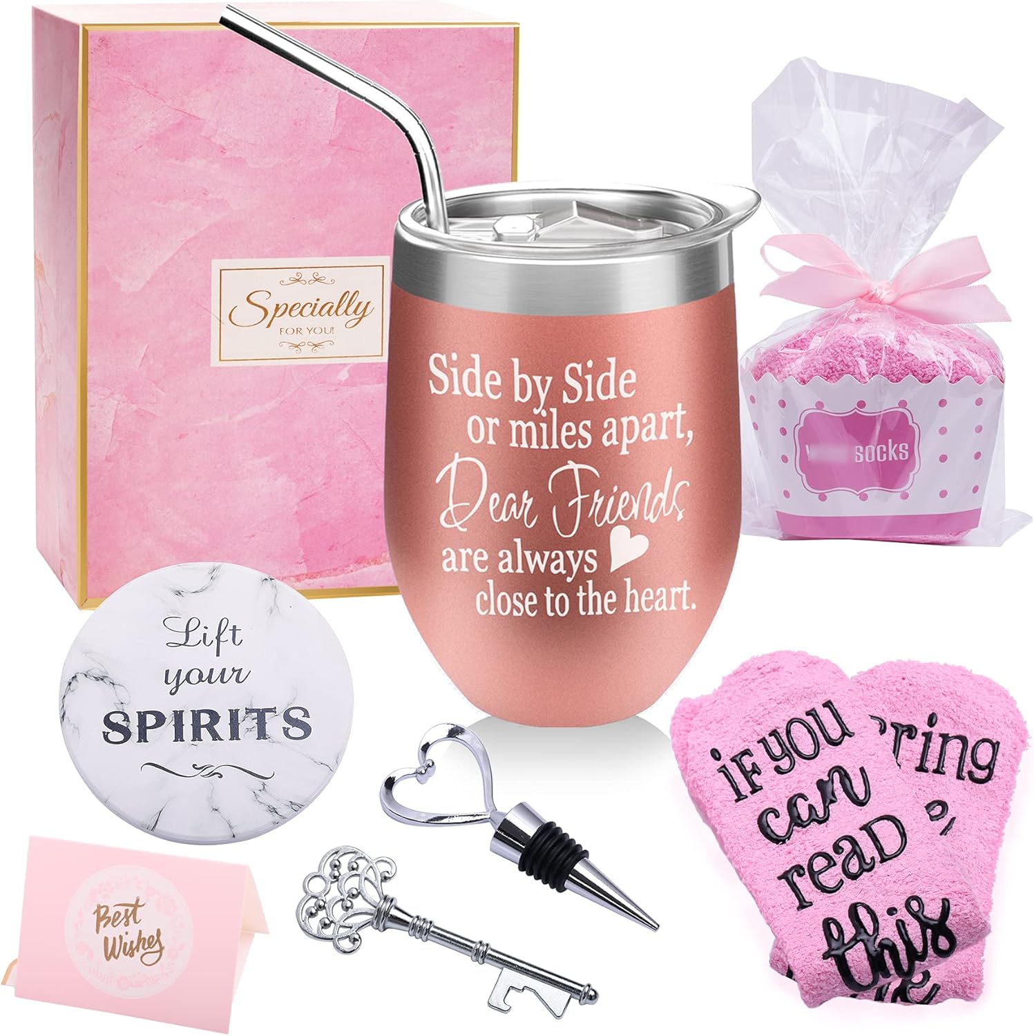 🔥 Flash Sale Birthday Gifts for women Best Friends Sister Funny Friendship Gifts Basket for Her Friends Female - Side By Side or Miles Apart Friends 12oz Wine Tumbler with Lid Straw Opener Coaster 70% Off Discount Birthday Gifts for women Best Friends Sister Funny Friendship Gifts Basket for Her Friends Female - Side By Side or Miles Apart Friends 12oz Wine Tumbler with Lid Straw Opener Coaster