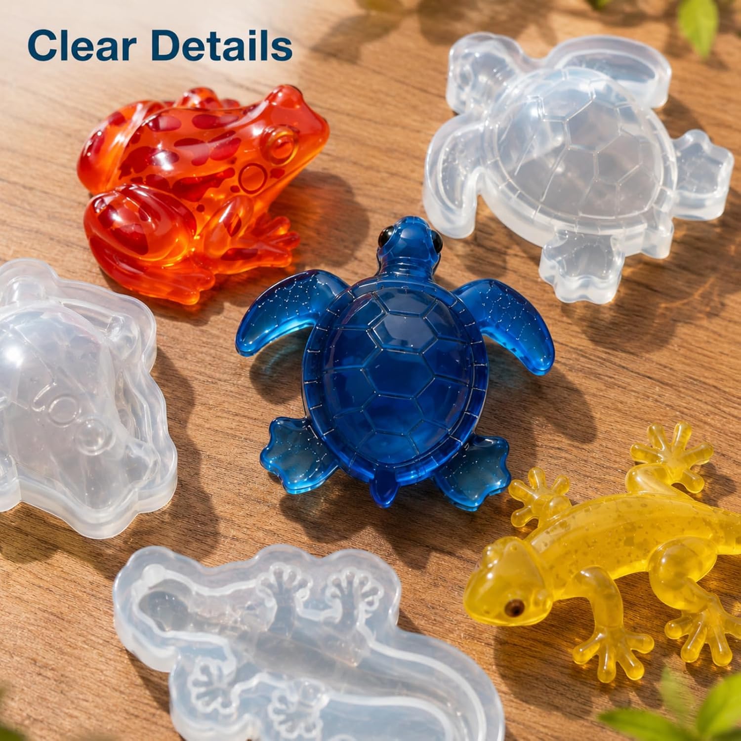 3PCS 3D Animal Silicone Resin Molds, Frog Lizard Turtle Epoxy Casting Molds for DIY Desktop Ornament, Clay, Plaster, Candle Making Supplies