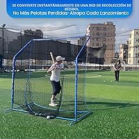 Vista 8 de Baseball Softball Net with Blocking System, 7x7ft/6x6ft Practice Cage for Batting/Pitching/Fielding, Metal Frame with Elevated Base and Storage Bag