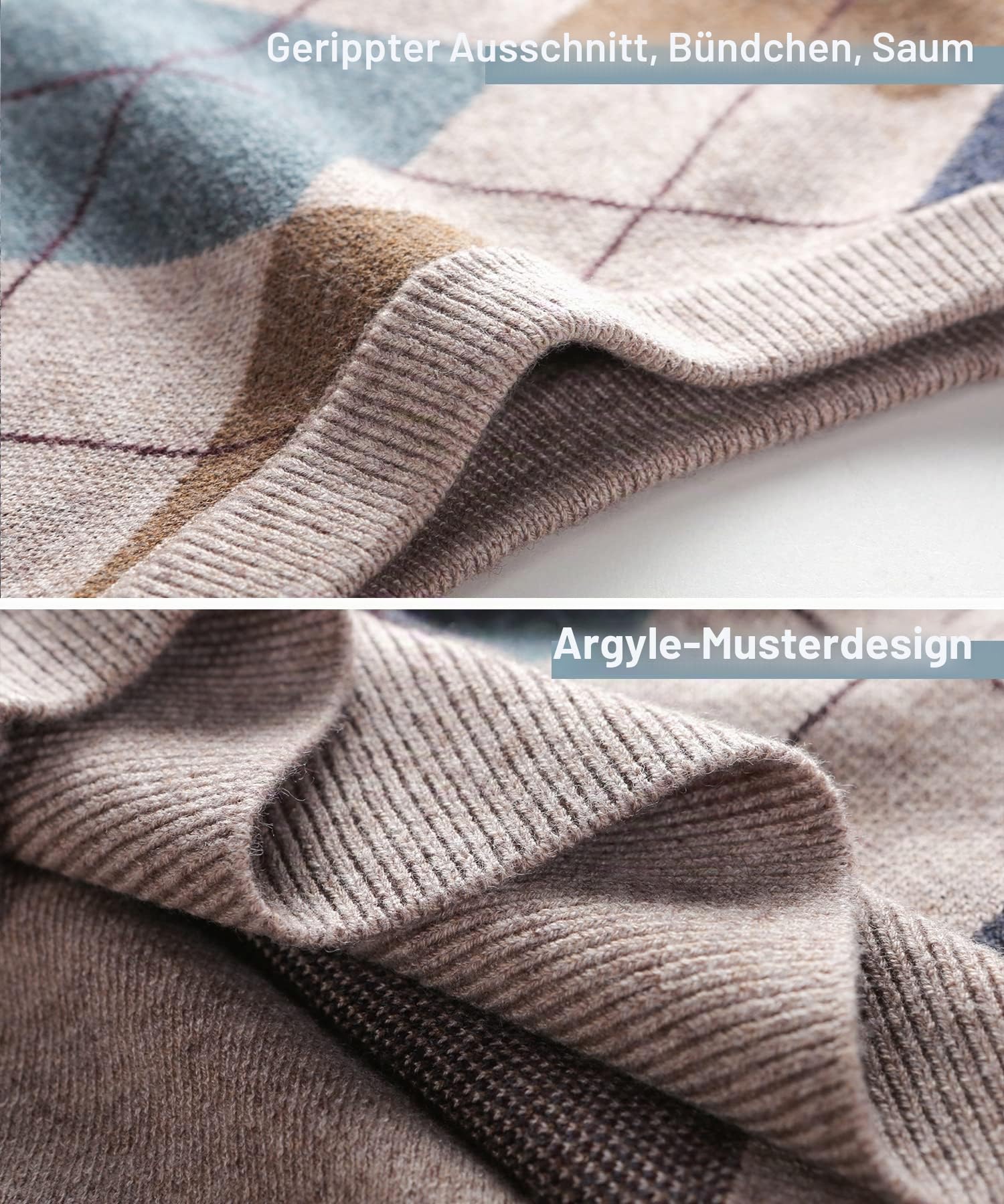 Herren Diamant West Dick Strickweste Business Ärmellose Pullunder Wollweste Argyle Lässig V-Ausschnitt Pulloverwestee Gestrickt Pullover für Männer
