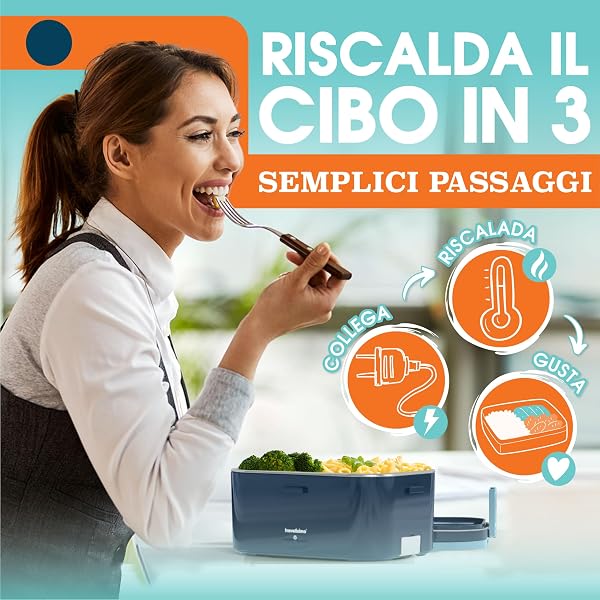 TRAVELISIMO Scaldavivande Elettrico Portatile Extra Grande 1,8L 100W Portapranzo Riscaldabile Portatile, 220V/12V/24V Porta Pranzo Riscaldabile per Viaggio e Lavoro, Porta Pranzo Termico - 4