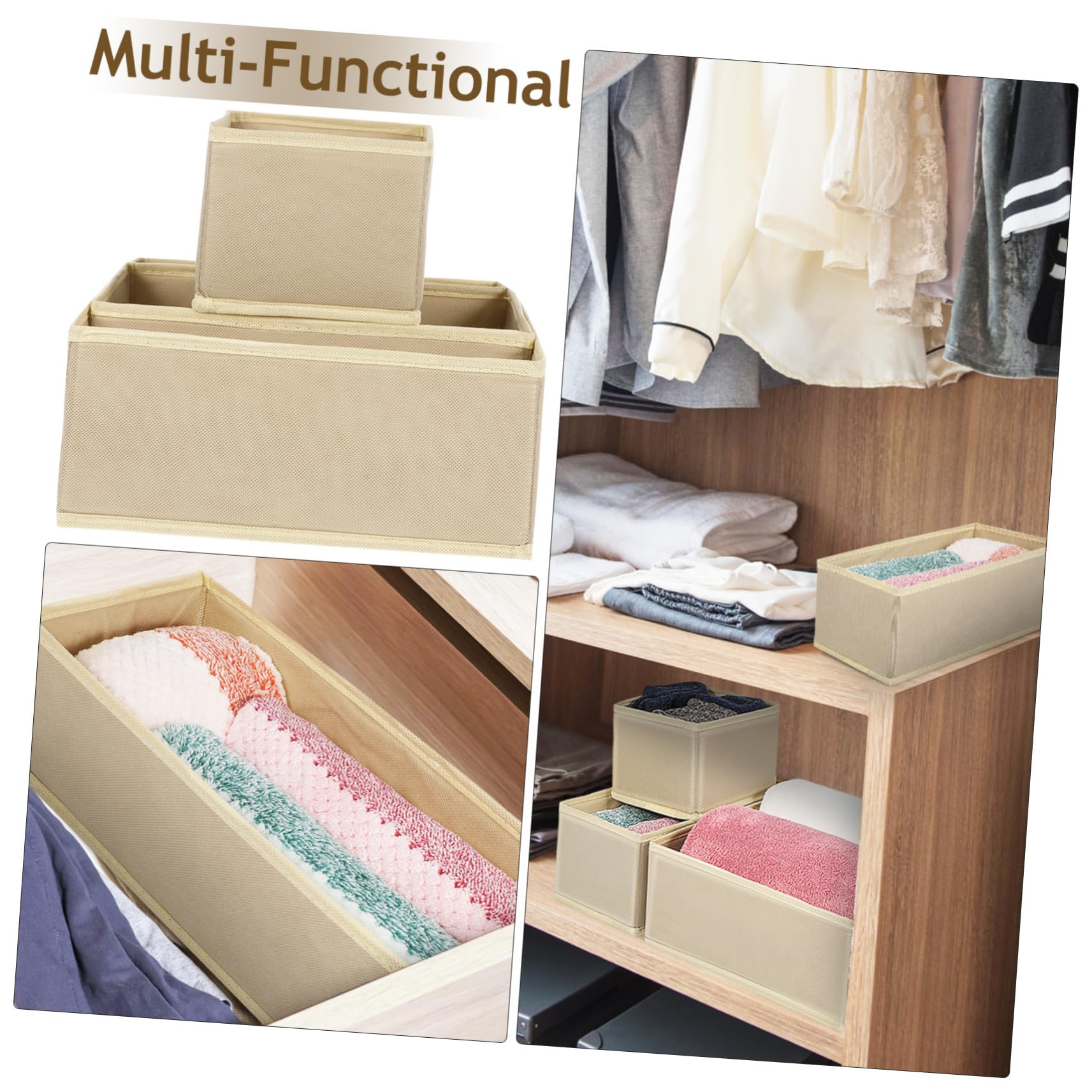 GLEAVI Organizador de Ropa Interior para Armario 6 Unidades Beige