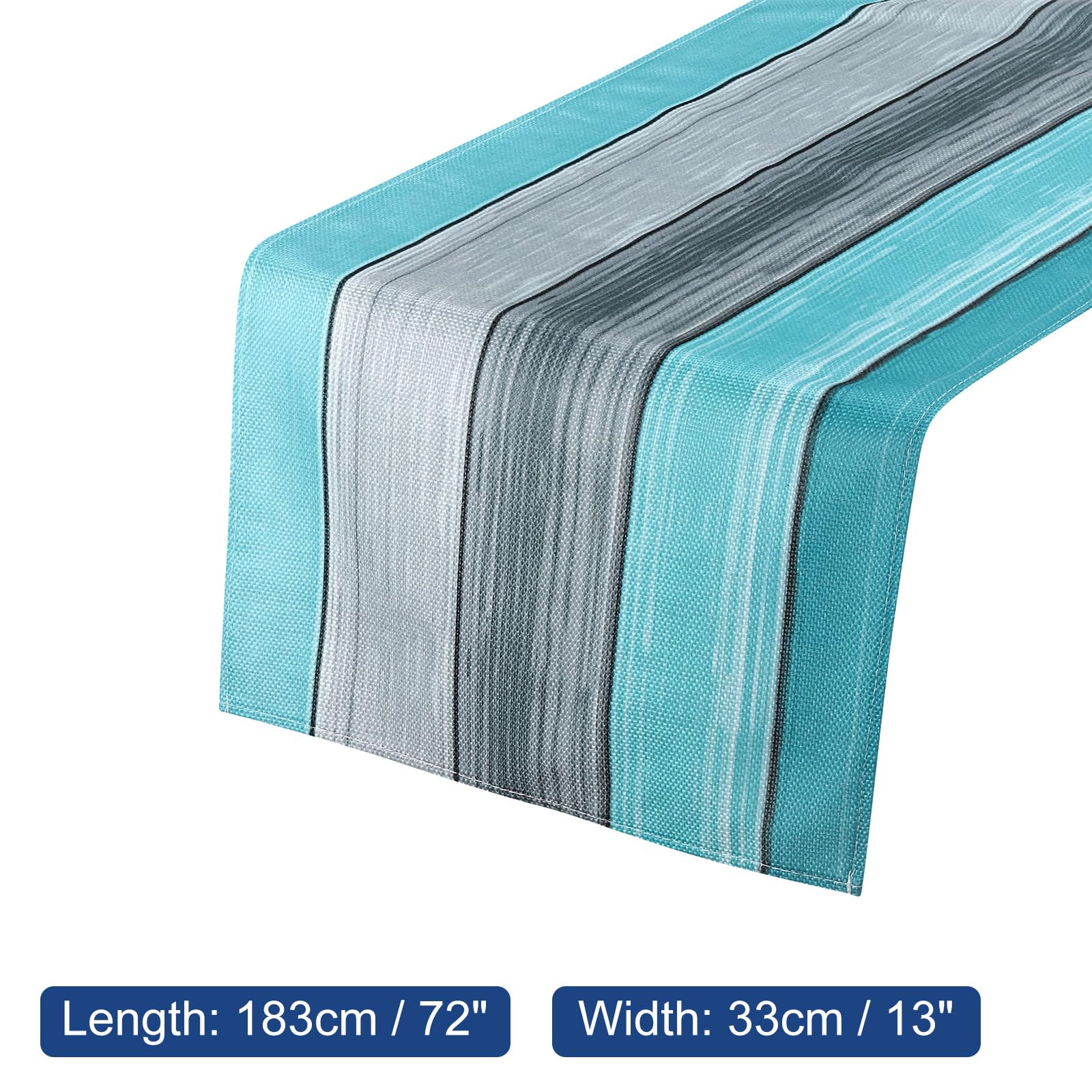 uxcell Table Runner 72" x 13", Retro Cotton Linen Table Runner, Dark Blue & Grey, Sky Blue/Gray/Dark Gray/Blue/Dark Blue - Image 2