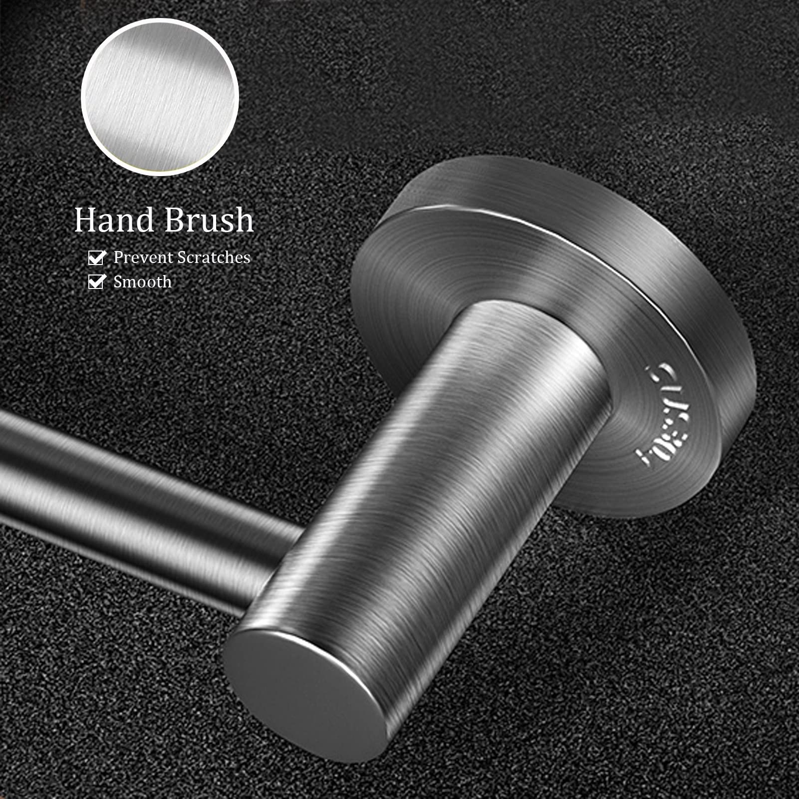 Portasciugamani in acciaio inox da 40 cm, finitura spazzolata, montaggio a parete, per bagno e cucina, design rotondo con hardware durevole per l'organizzazione della casa