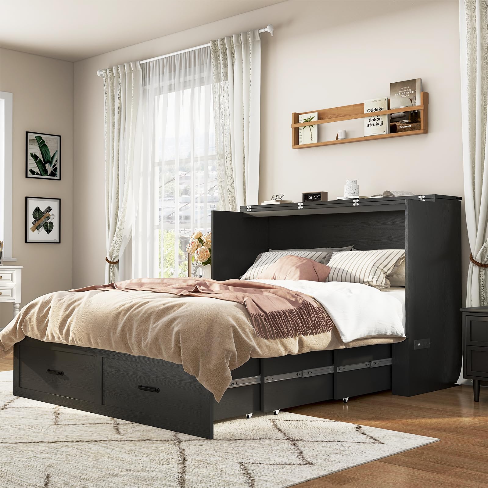 Hlivelood Queen Size Murphy Chest Bed
