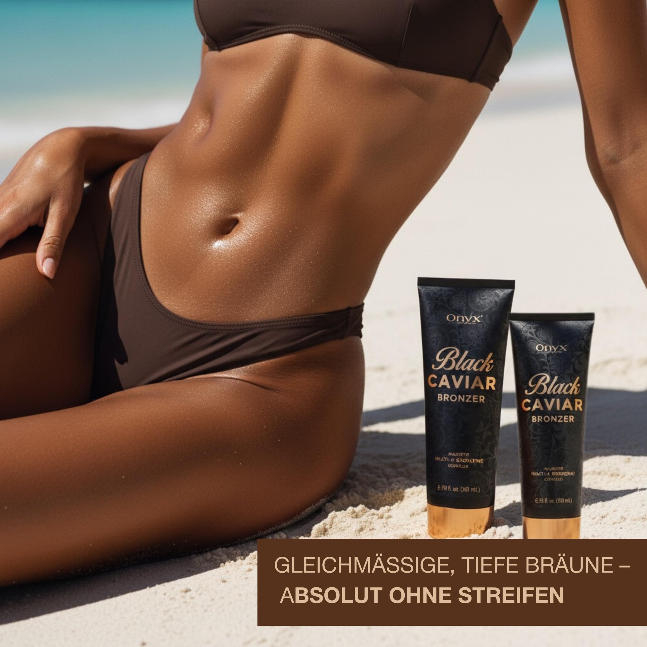 Onyx Black Caviar Solarium Creme mit Schwarzem Bronzer - Extrem Dunkle Bräune für Erfahrene Nutzer - Intensiver Bronzing Komplex, Pflege & Straffung | Für Solarium & Außenbräune (200 ml)