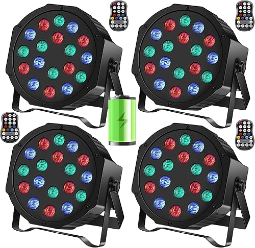 UKing Luces LED Par de luces inalámbricas alimentadas por batería para eventos 18W RGB luz de iluminación de escenario recargable 20 horas por