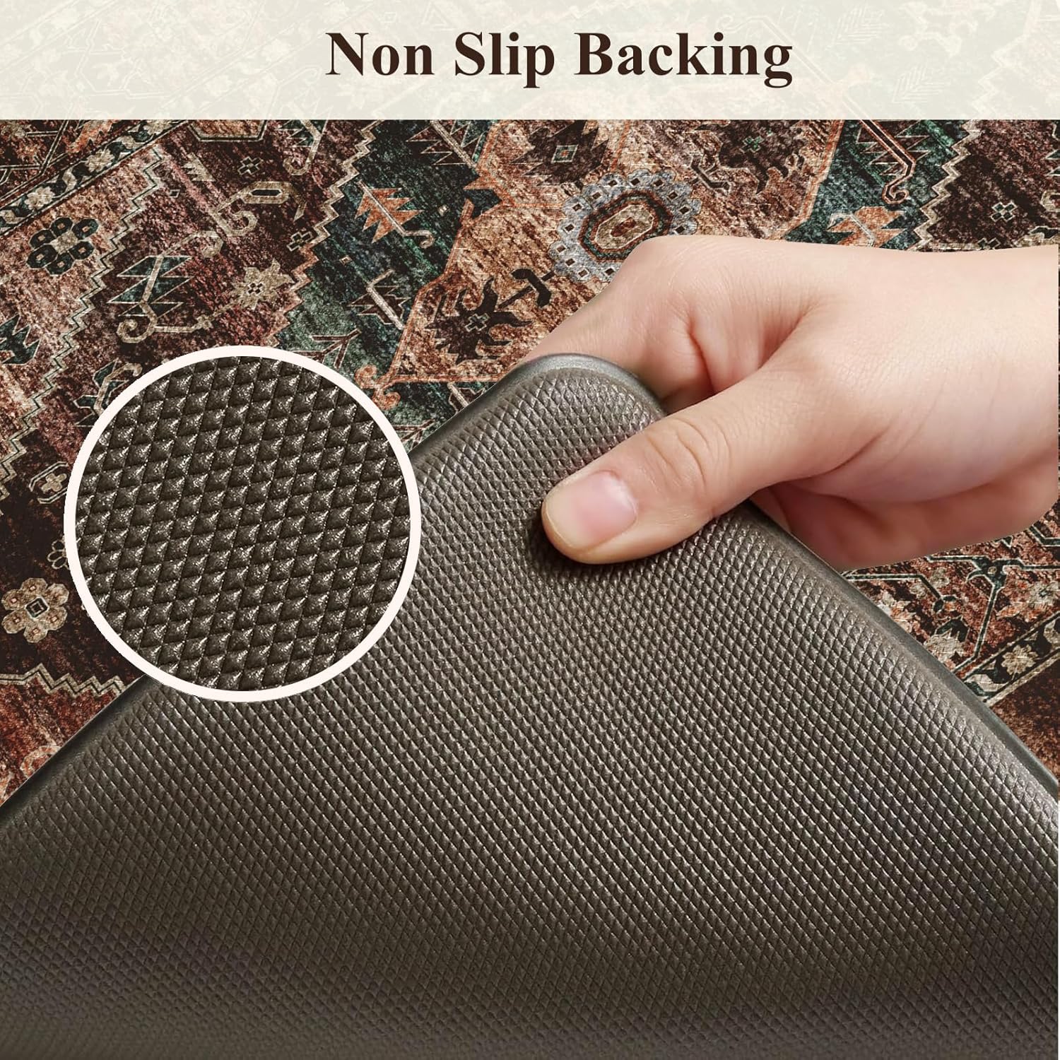 KIMODE Kitchen Mats for Floor Cushioned Anti Fatigue, Floral Kitchen Rugs Sets of 2, Brick Rugs for Kitchen Floor, Comfort Kitchen Floor Mats, Ergonomic Standing Desk Mat for Sink Laundry