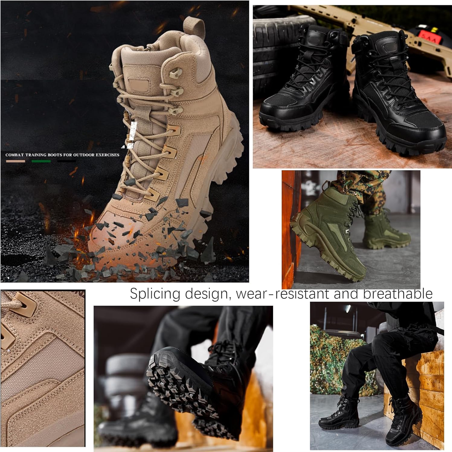 Amazon.co.jp: Men's military boots, combat boots, suede, tactical