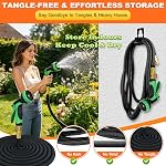 50FT Bâton de jardin extensible avec 10 Buse de pulvérisation, tuyau d'eau léger avec 3-Layers Latex et raccords en laiton massif de 3/4 po, tuyau d'eau flexible rétractable avec sac de rangement, sans Kink