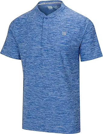 Three Sixty Six Collarless Golf Shirt for Men – Quick Dry Short Sleeve