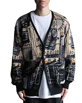 【希少XLサイズ】ワコマリア　バスキア　コラボ　総柄　カーディガン 希少XLサイズ】ワコマリア バスキア コラボ 総柄 カーディガン