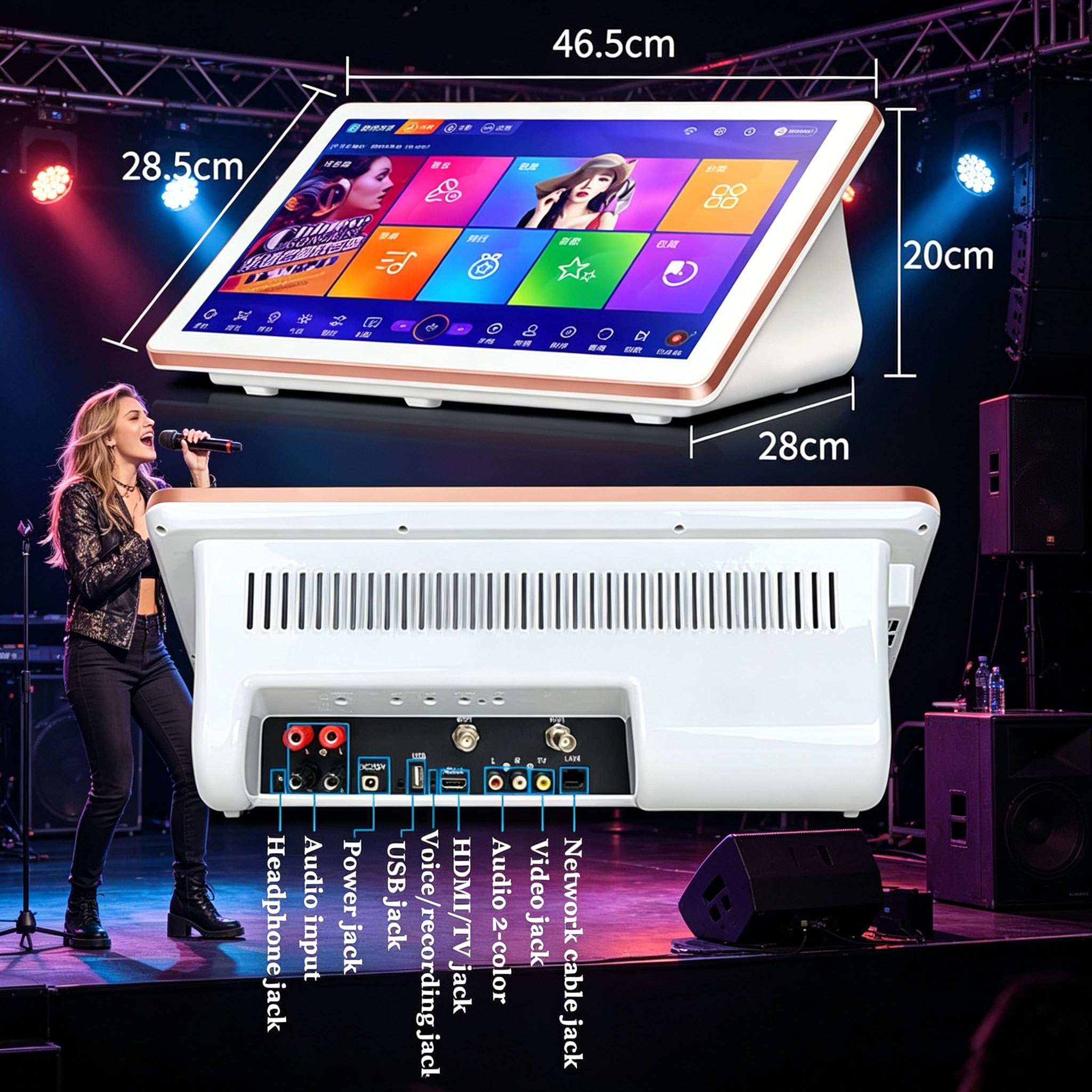 Karaoke-Maschine Mit 4k-HD-Touchscreen, Kabelloser WLAN-/Bluetooth-Verbindung Und Android 10 Dual-Betriebssystem Für Partys Und Unterhaltung Für Erwachsene Black-4TB