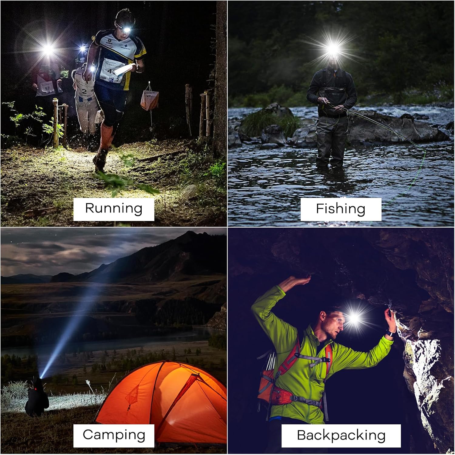 LED Rechargeable Headlamp 90,000 High Lumens, Super Bright Head Lamp with 3 Modes & IPX7 Waterproof USB Headlamps, 180° Adjustable Headlight for Outdoor Camping, Running, Climbing