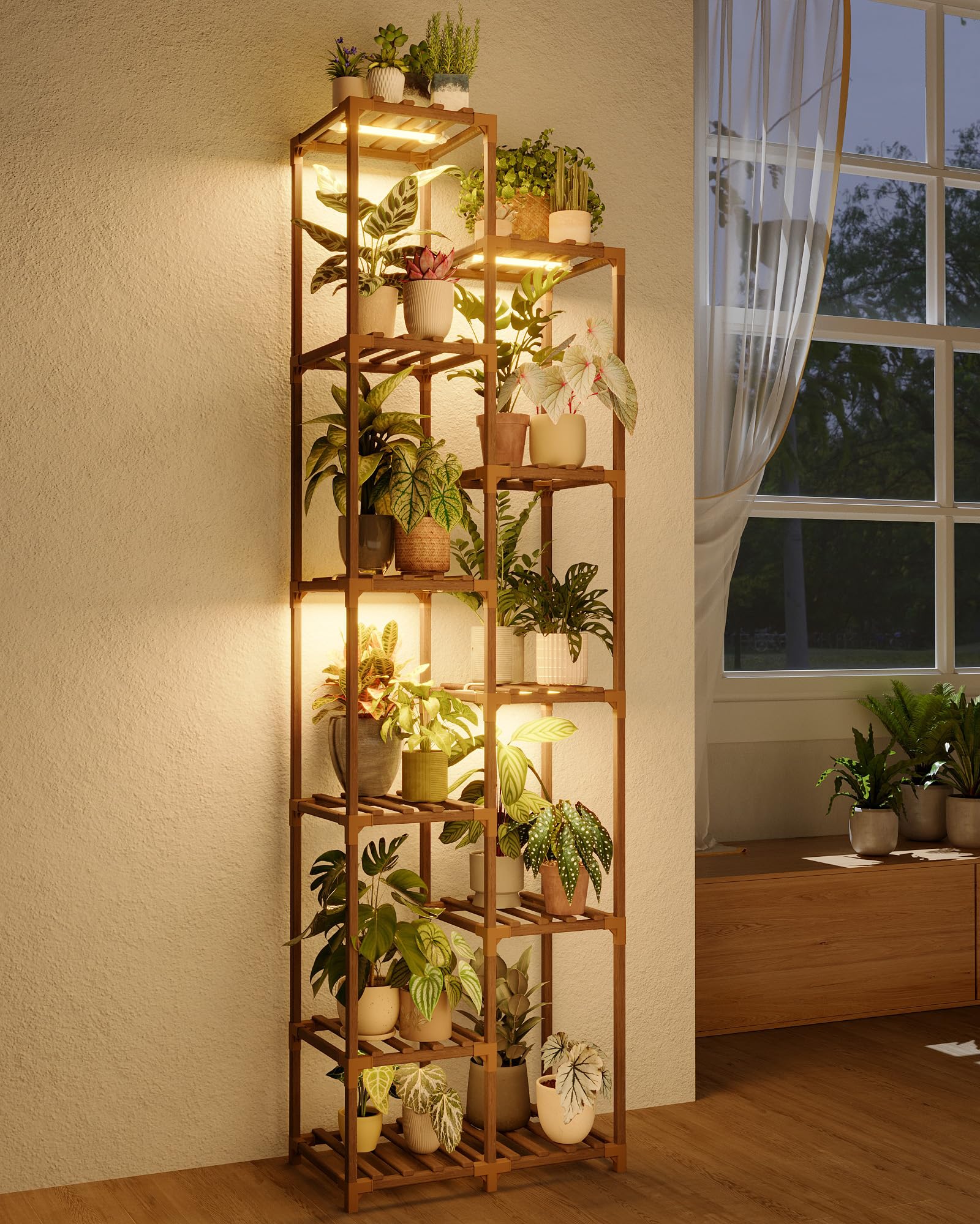 Support plantes extérieur et intérieur bois à plusieurs niveaux