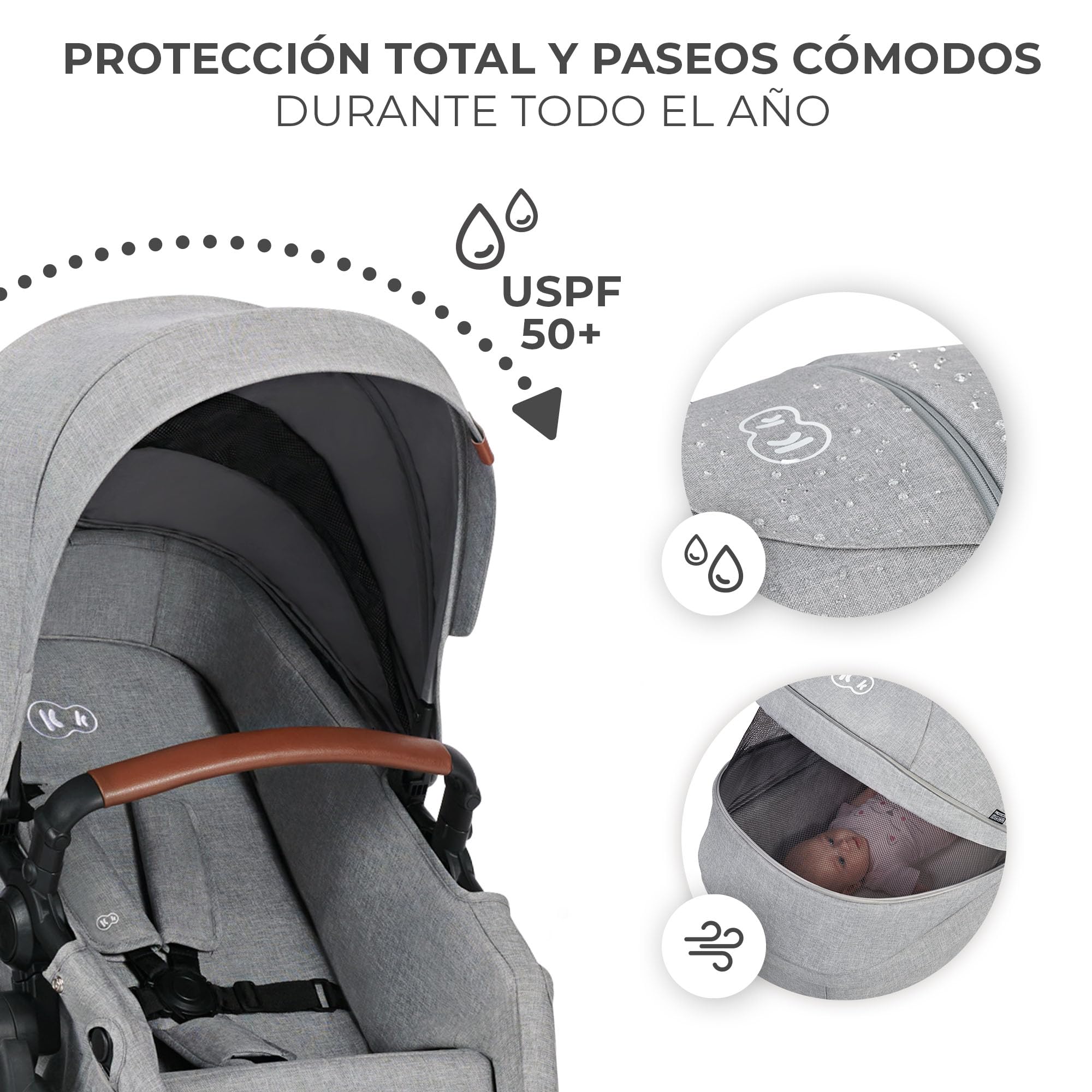Kinderkraft B-TOUR Carrito Bebé 3 en 1, i-Size 40-75 cm, asiento 2 en 1, Silla de Paseo desde el nacimiento hasta los 22 kg, con Silla Coche, silla de coche 0-13 kg, TRAVEL SYSTEM, Gris oscuro