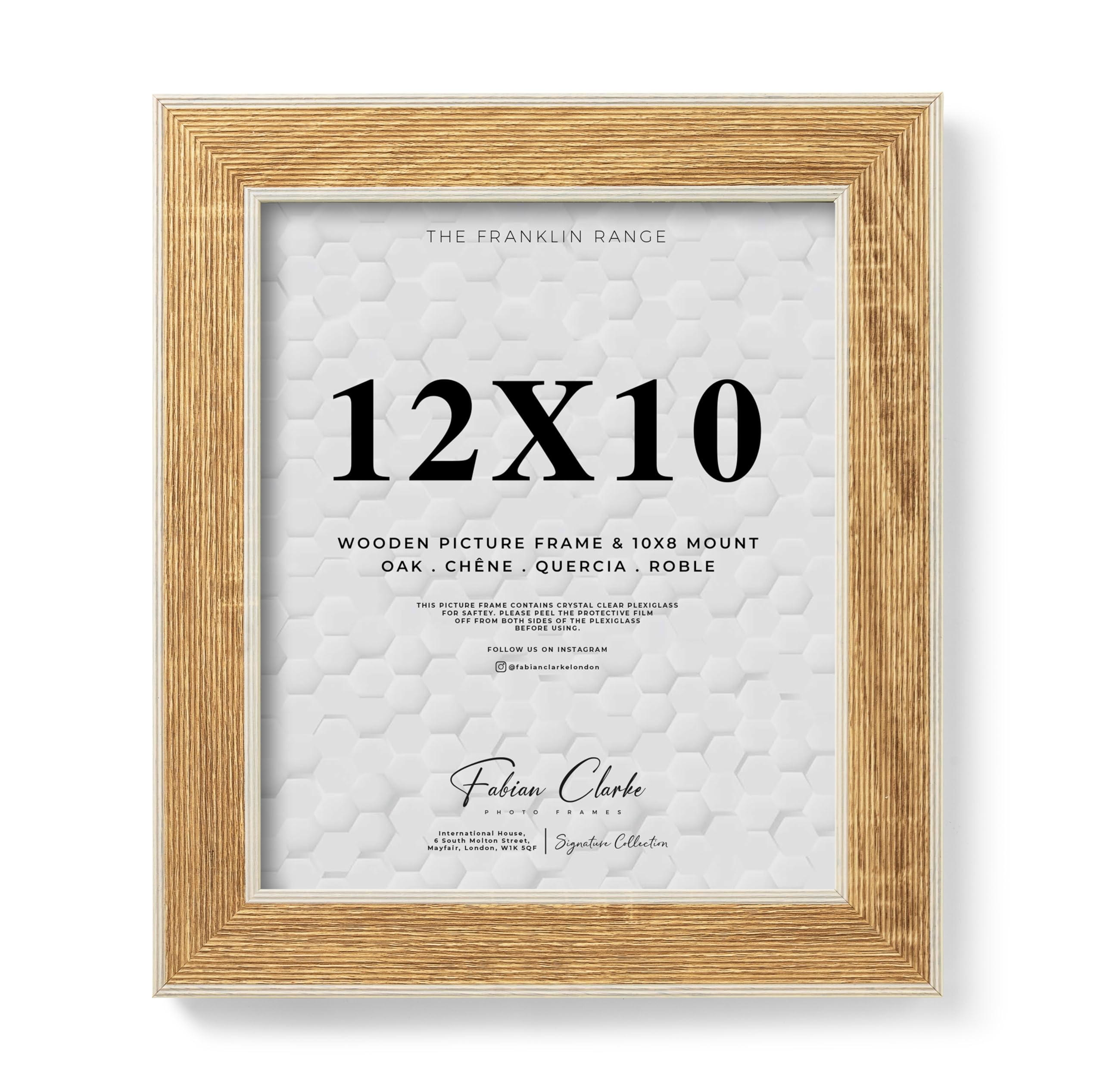 Fabian Clarke London Oak 12X10 Photo Frame With White Washed Trim, 12X10 Picture Frame Wooden Photo Frame For Home, Office Or Gift Display Scandinavian Style