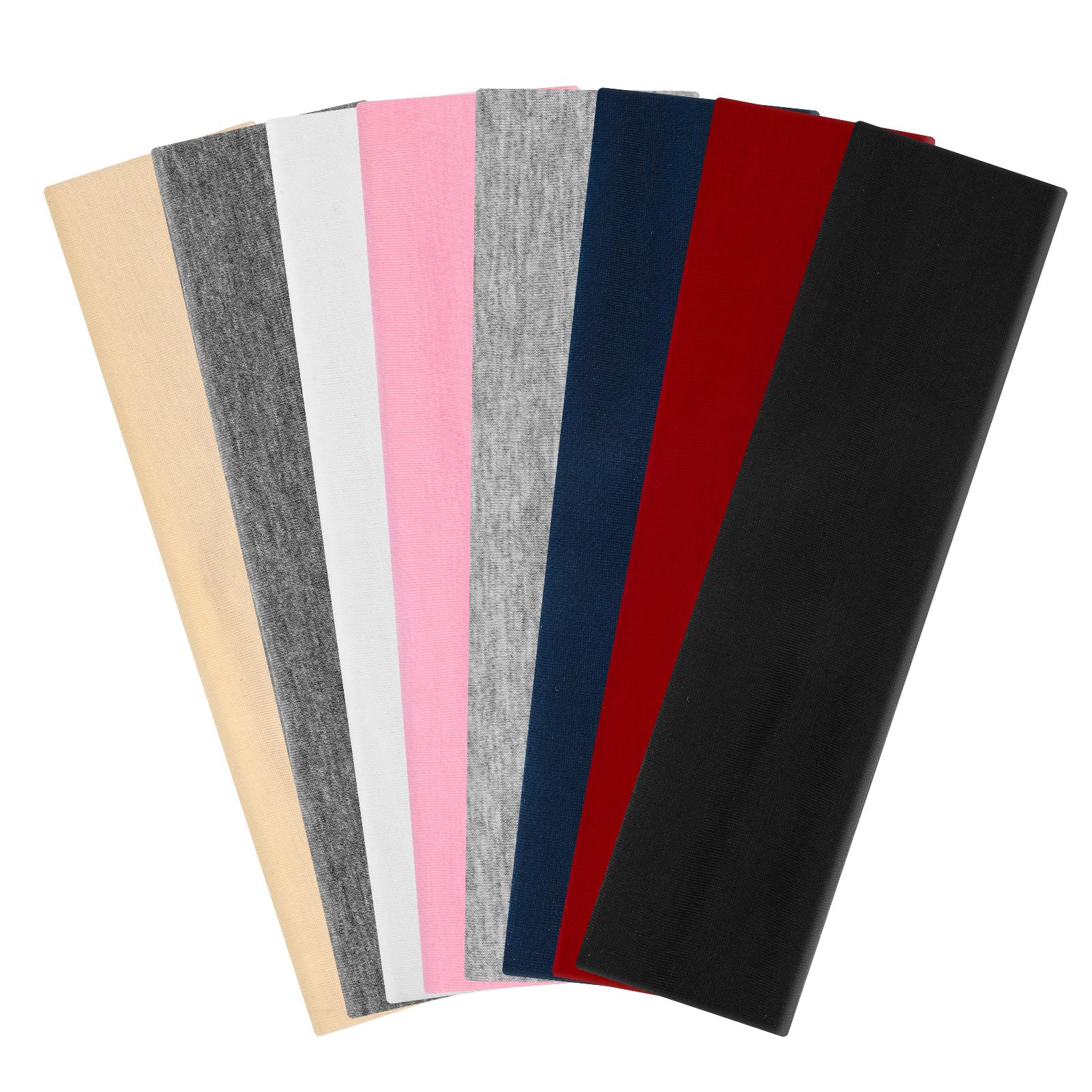 7cm Wide Headbands for Women's Hair 8 pack Sports Running Headband Non Slip for Women Men Elastic Sweat Bands Soft Fabric Hair Bands for Workout,Makeup, Yoga 2-image-4