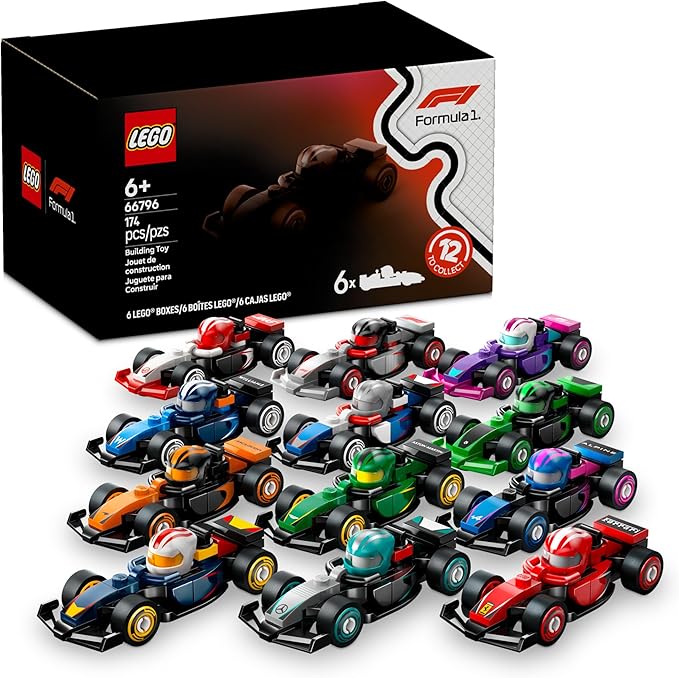 LEGO F1 Collectible Race Cars, 6 Pack - Building Set for Boys & Girls, Ages 6+ - Birthday Party Favor or Gift