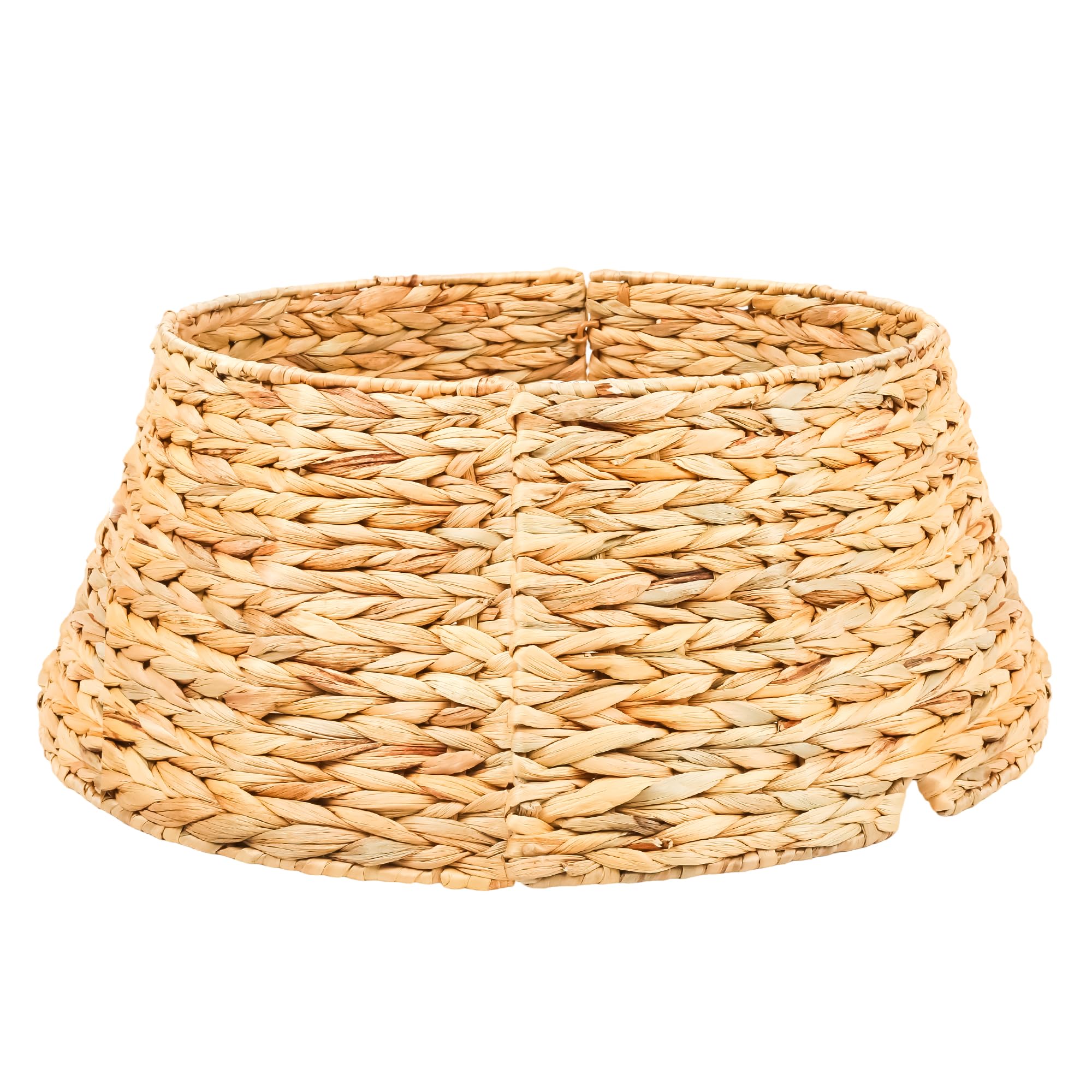 24" Christmas Tree Collar, Hand Woven Hyacinth Christmas Tree Base, for Artificial Trees - 4 Piece Rustic Farmhouse Tree Skirt Replacement, Fits Below 23" Tree Stand, Natural Hyacinth