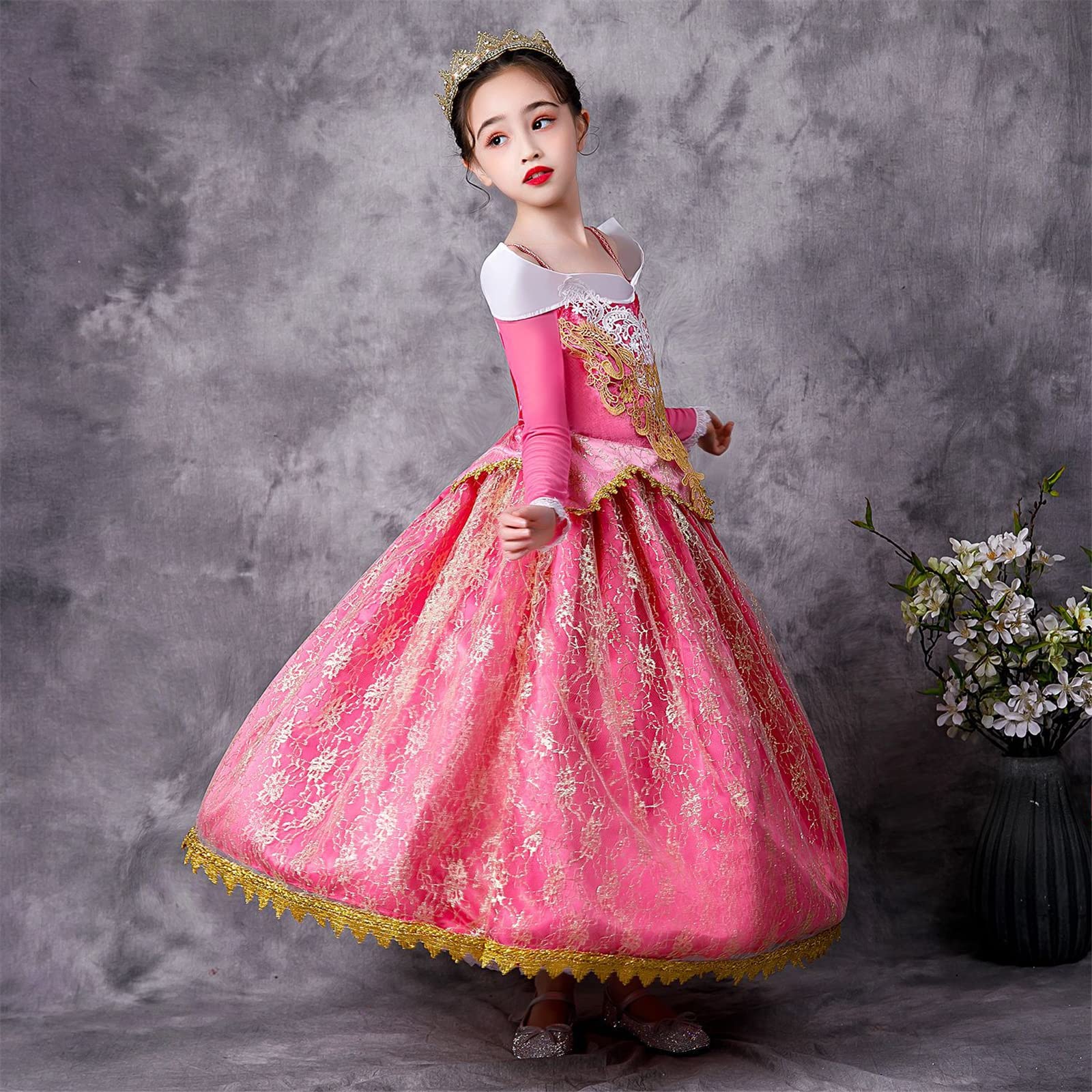 LiUiiY Dornröschen Prinzessin ädchen Aurora Kostü Kleid Kinder Rosa