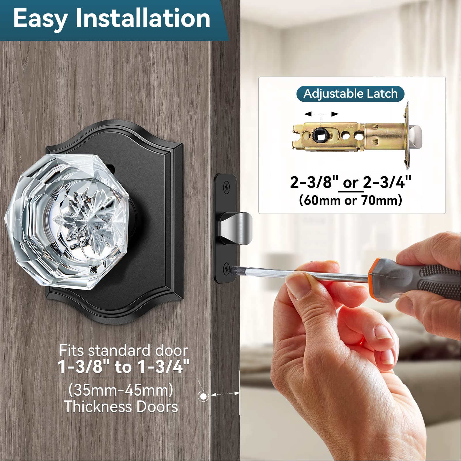 Amazon | Calzibeno ガラスドアノブ 6個パック クリスタルドアノブ