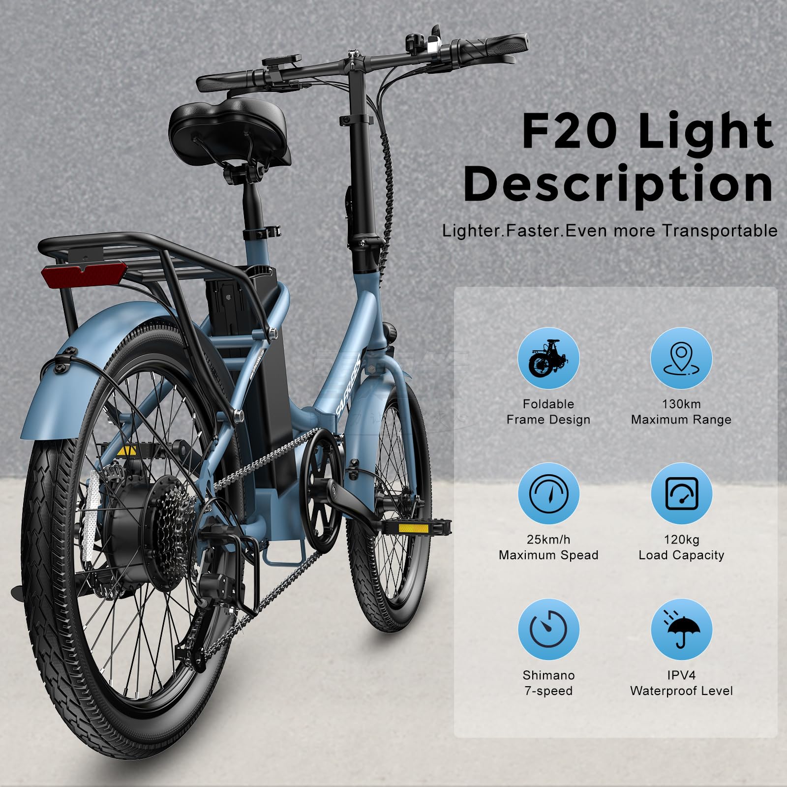 Fafrees F20 Light [ Offiziell ] E-Bike Damen Klapprad 36V 16,75AH Akku, Ebike 250W 120kg Elektrofahrrad Max. 25km/h, E Fahrrad Herren, Foldable E Mountainbike 155-195CM -Update