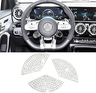 Car Steering Wheel Bling Decal Sticker, 0.9×0.8inch Car Interior Rhinestones Decoration Accessory, Compatible for Mercedes C-Class E-Class GLS GLA GLC GLE