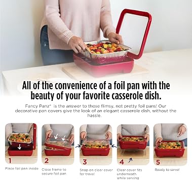 Fancy Panz Bundle, Navy Classic Deviled Egg Trayz Insert, BPA Free & Made in the USA Foil Pan Carrier, Travel Casserole Carrier with Disposable Aluminum Pan & Reusable Serving Spoon