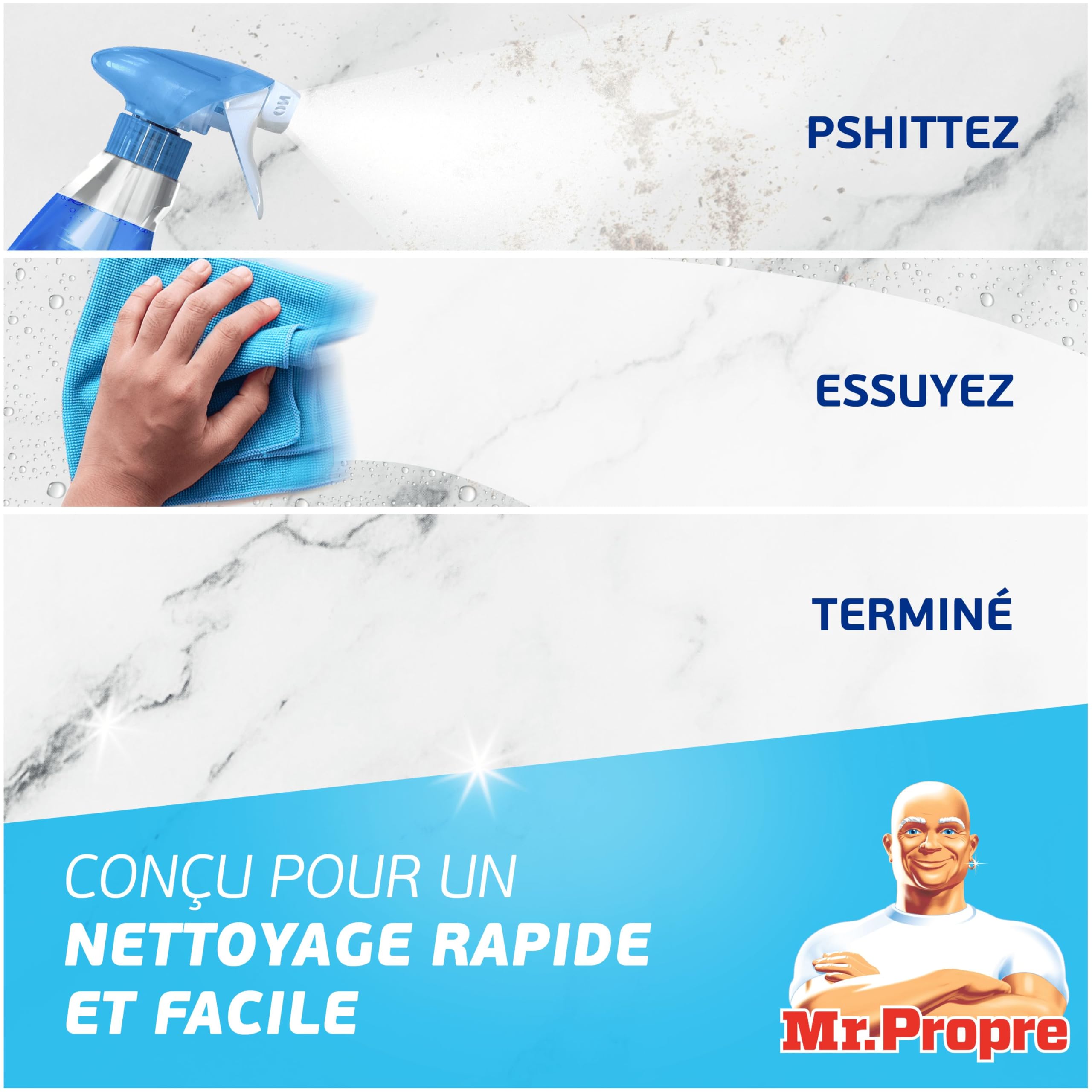 Mr. Propre Spray Dégraissant Cuisine Multi-Usages Citron 500ml x10 | Grand format (500ml). Élimine la Graisse Sans Résidus Dangereux, Sans Traces, Convient aux Surfaces Alimentaires
