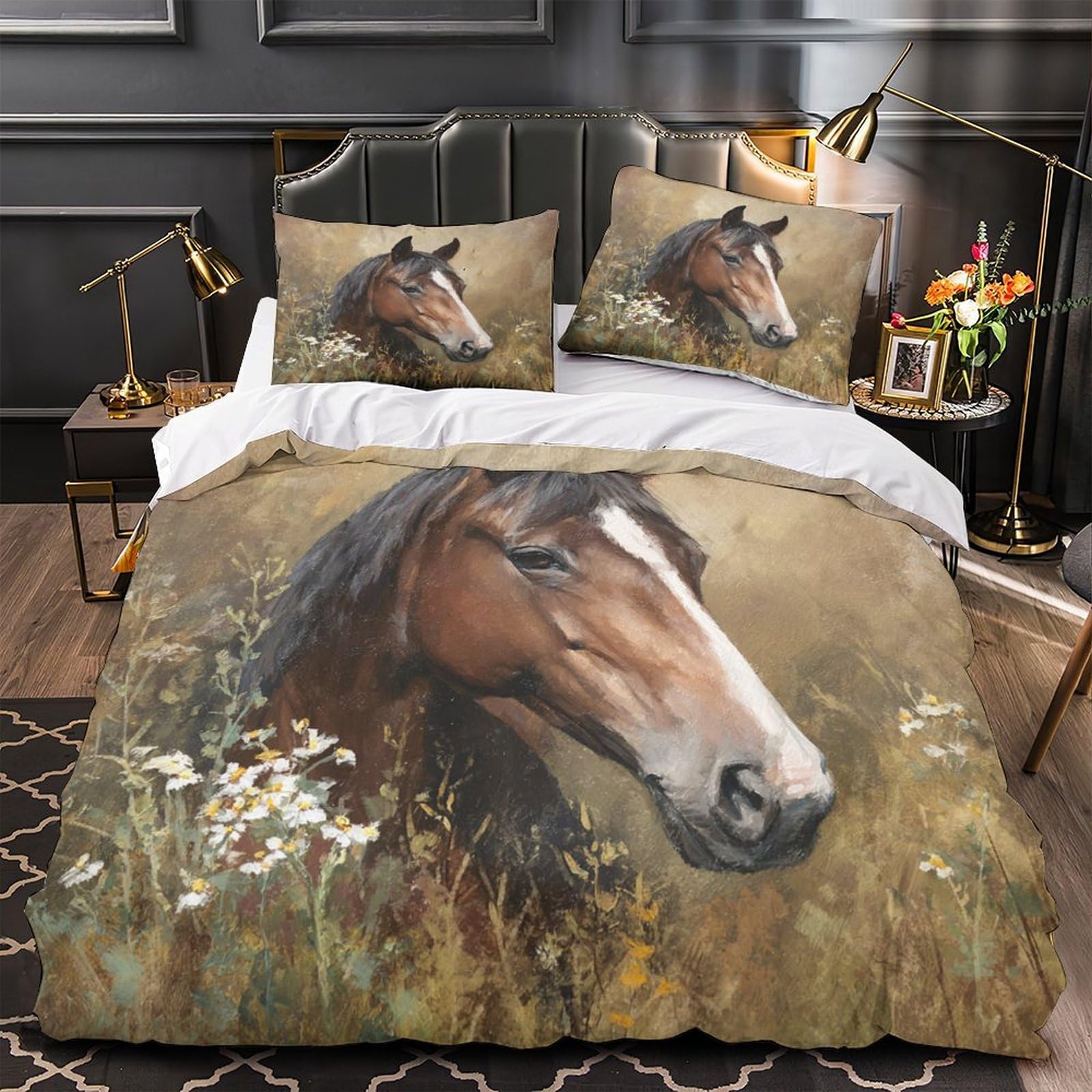 Housse de Couette Confortable Anti-Acariens pour Lit King Size 220x240