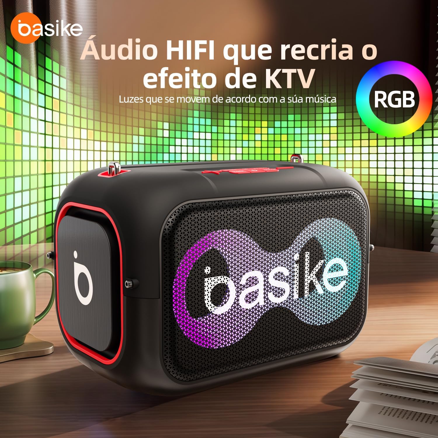 Caixa de Som Bluetooth Basike, Caixinha de Som Potente, IPX5, 6 Horas de Bateria, Rádio FM, Entrada AUX/USB/TF, Carregamento Tipo-C, (Preto) Caixa de Som Bluetooth Basike, Caixinha de Som Potente, IPX5, 6 Horas de Bateria, Rádio FM, Entrada AUX/USB/TF, Carregamento Tipo-C, (Preto)