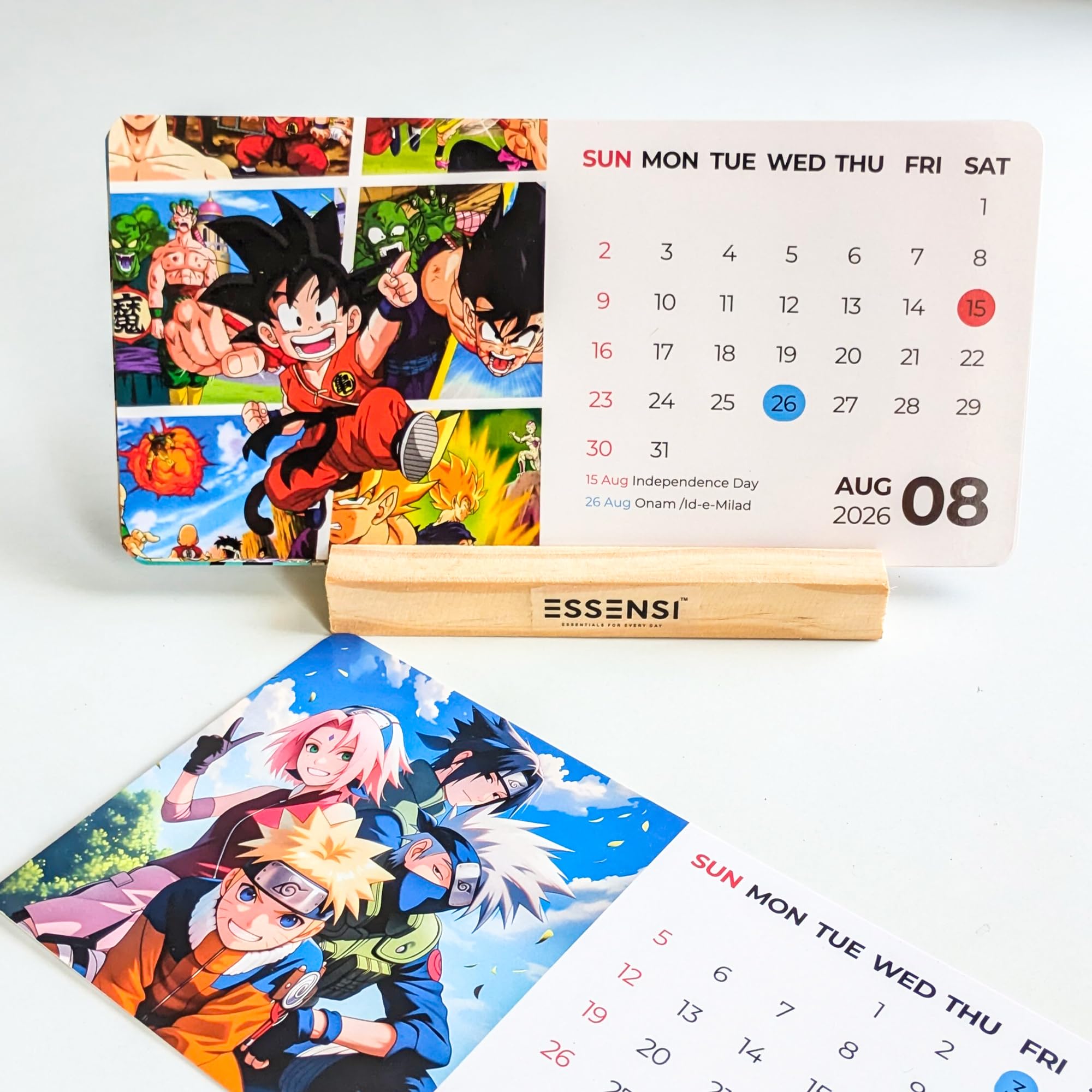 2026 Desk Calendar With Wooden Stand | For Home and Office | 6 Themes | 8.5 x 5 inch (Anime Shows)