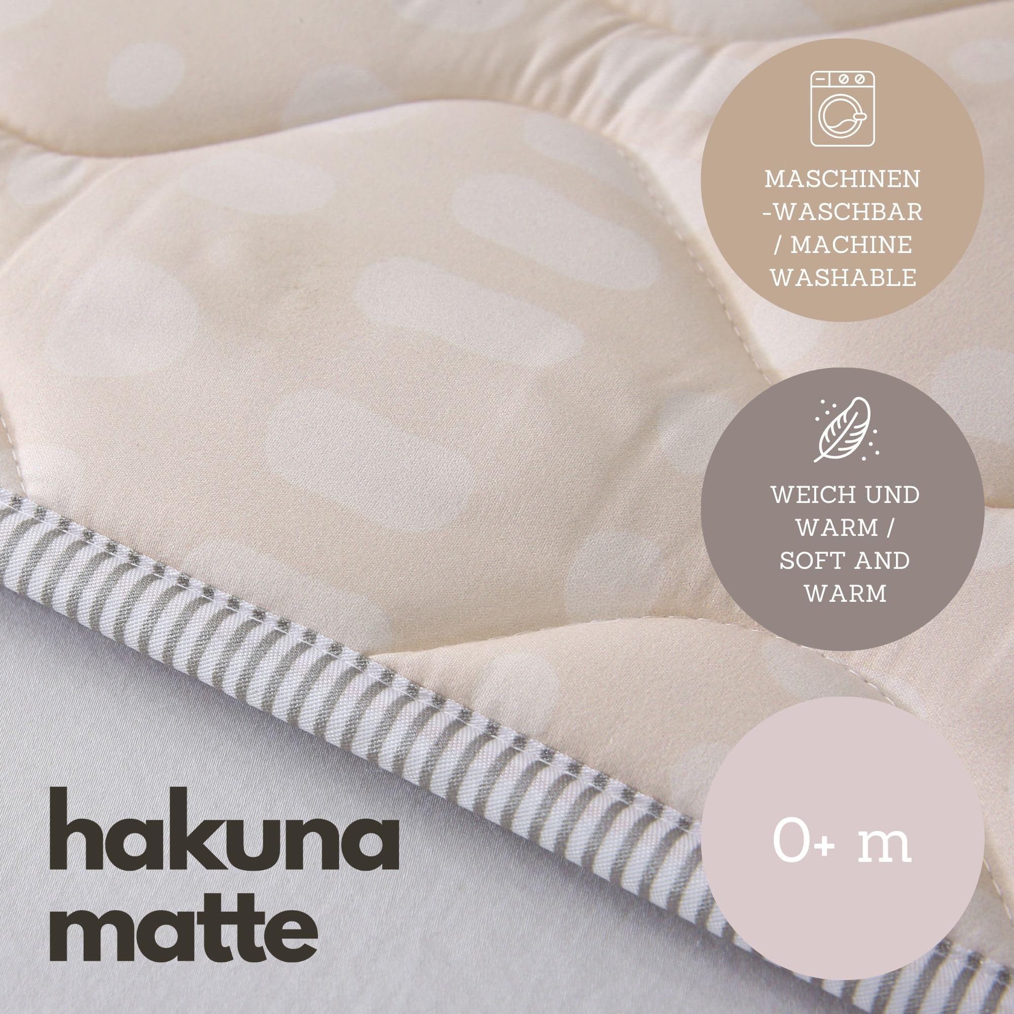 Hakuna Matte Grande tappetino da gioco imbottito, 127 x 127 cm, extra spesso 1,5 cm, morbido tappetino da gioco per neonati con bel design Hygge beige, tappetino da gioco con retro antiscivolo per