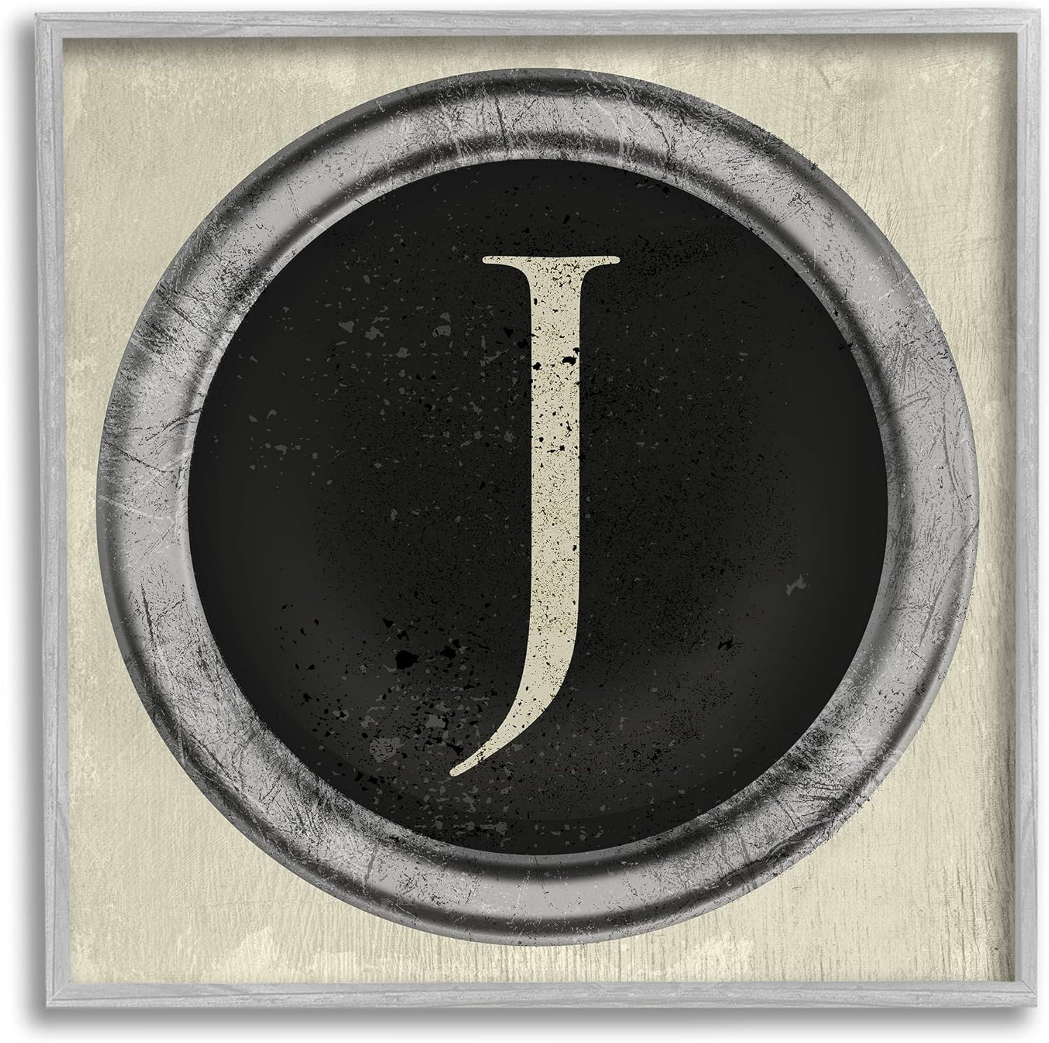 Stupell Industries Letter J Initial Vintage Shape Typewriter Key