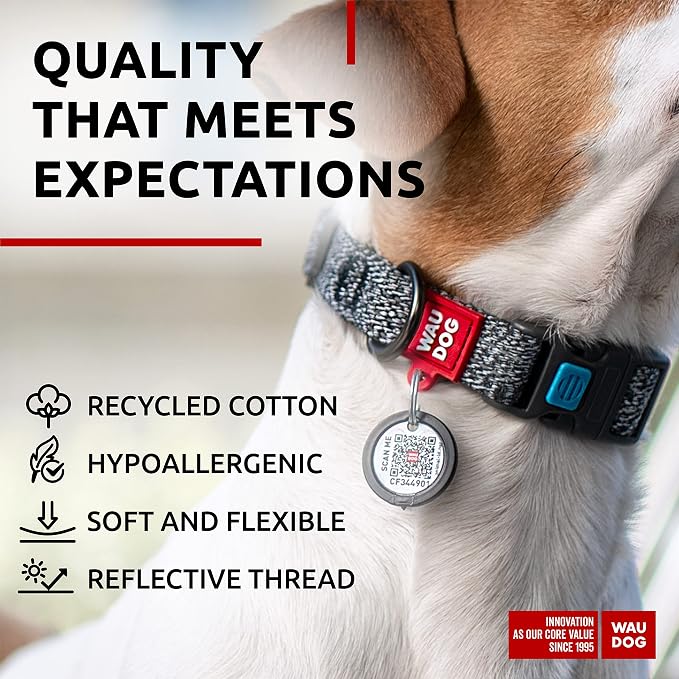 Collar para perro de algodón reflectante para perros pequeños, medianos y grandes - Etiqueta con QR - Ajustable miniatura 4