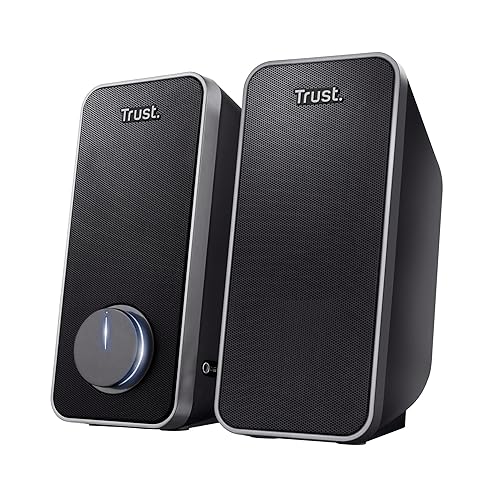 Trust arys standard Casse PC 2.0 Set Altoparlanti Stereo, 28 W, Alimentazione USB, Jack AUX 3.5 mm, Casse per PC Fisso, Altoparlante per Computer, Portatile, Tablet, Smartphone - Nero - Standard 2.0 - Single