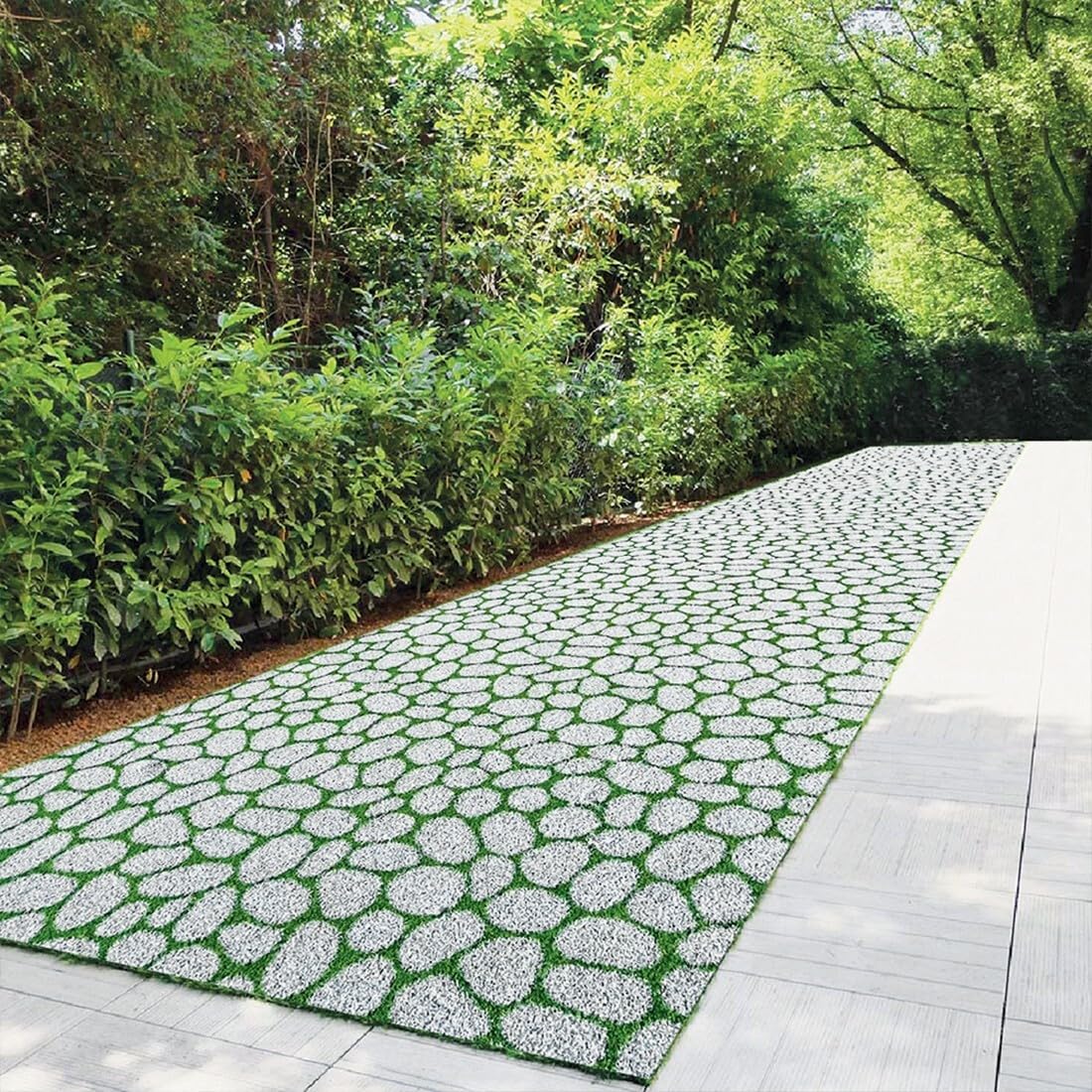 Herbe synthétique effet pierres pierres, tapis de sol pelouse synthétique galets drainant 1 x 15 m