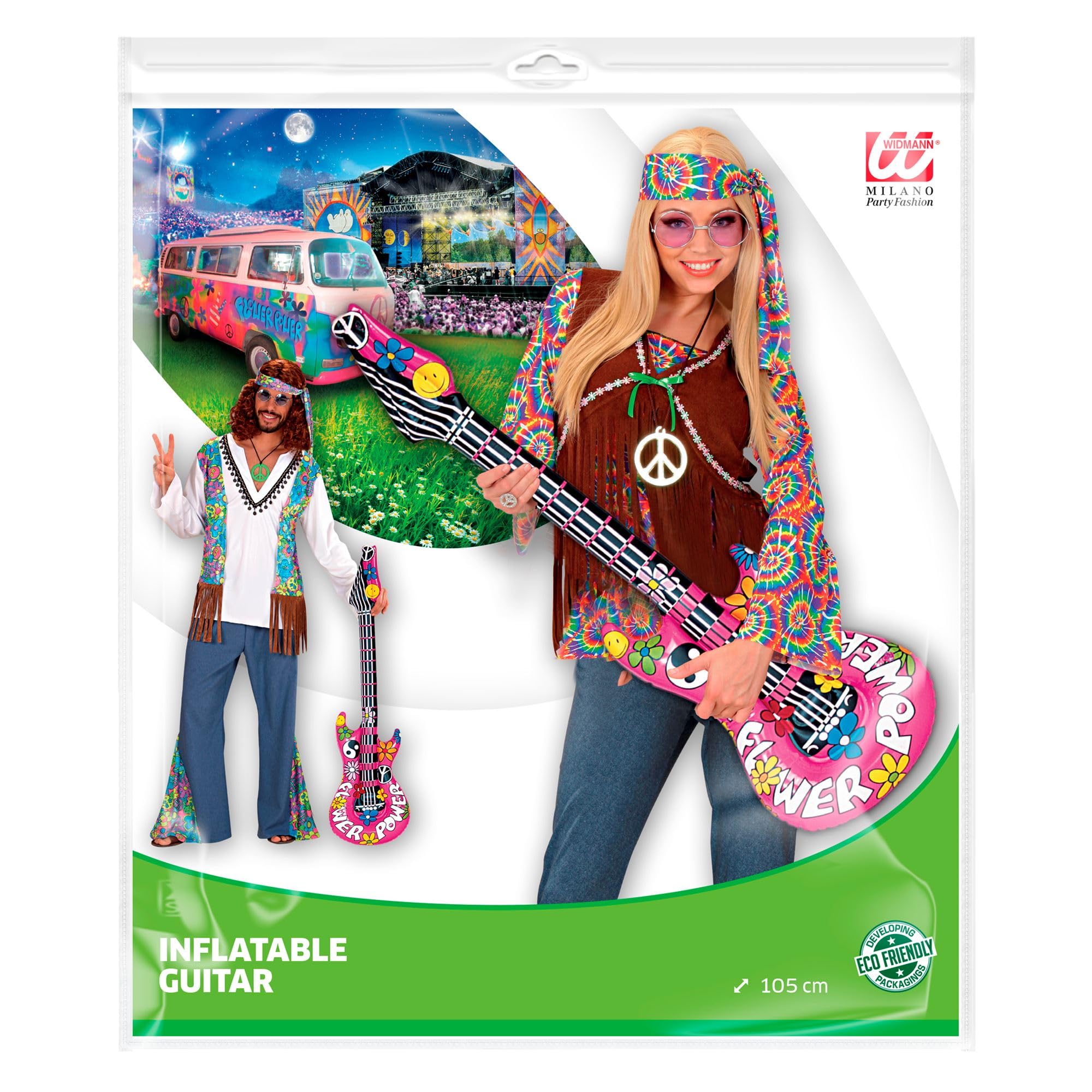 W WIDMANN MILANO Party Fashion - Chitarra gonfiabile, accessorio per costume con tracolla, chitarra immaginaria, strumento per Carnevale - 3