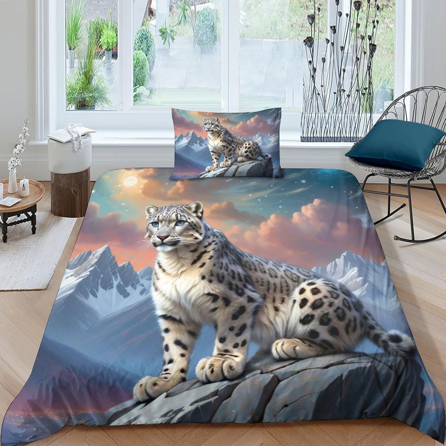 Damailjw Cheetah Bedding Set Duvet Cover Set for Children Girls Boys 3D
