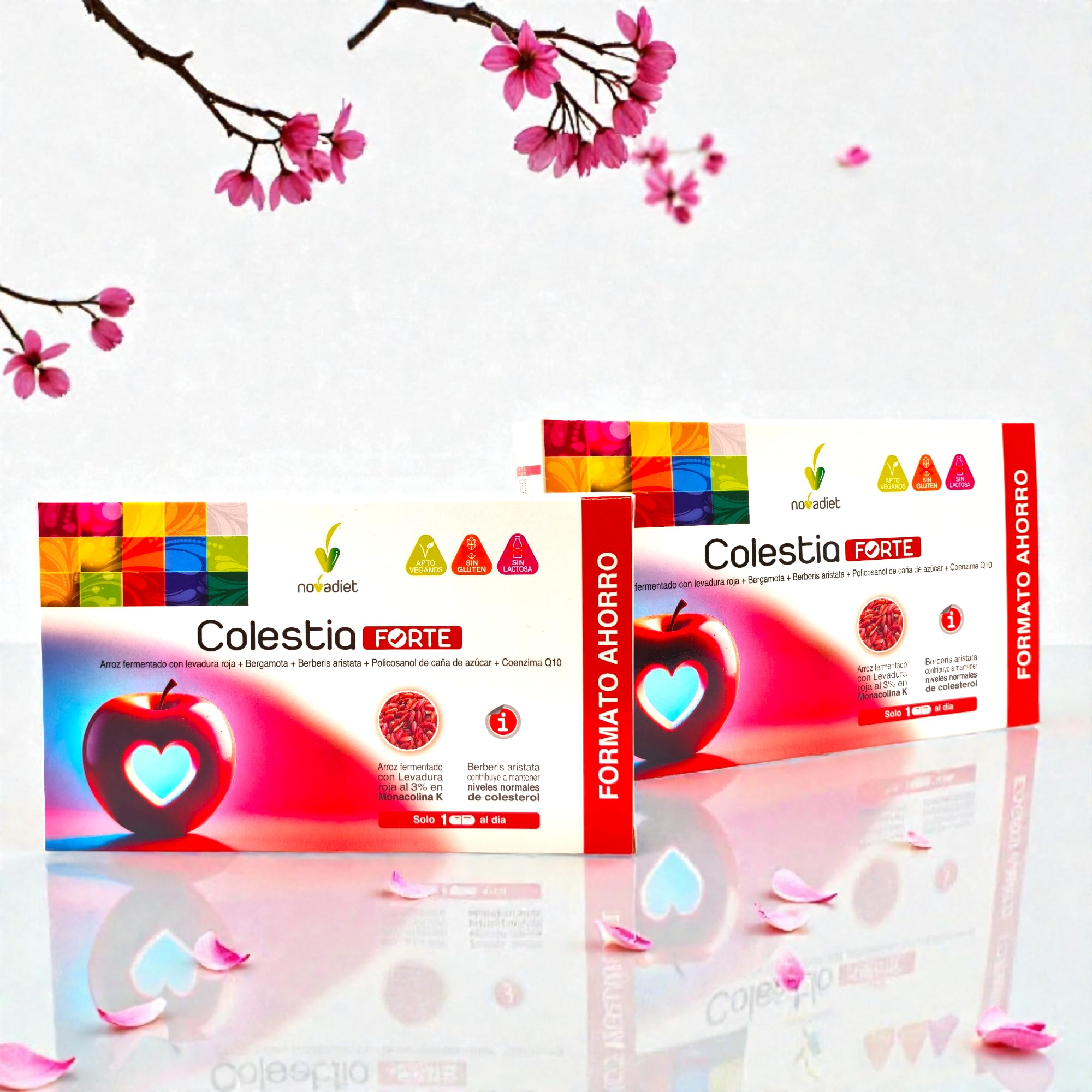 Novadiet Colestia Forte - Pack 2 x 60 Cápsulas - Complemento Alimenticio con Arroz Fermentado, Berberis Aristata, Bergamota y Policosanol - Ayuda Mantener Niveles Colesterol y Sistema Circulatorio