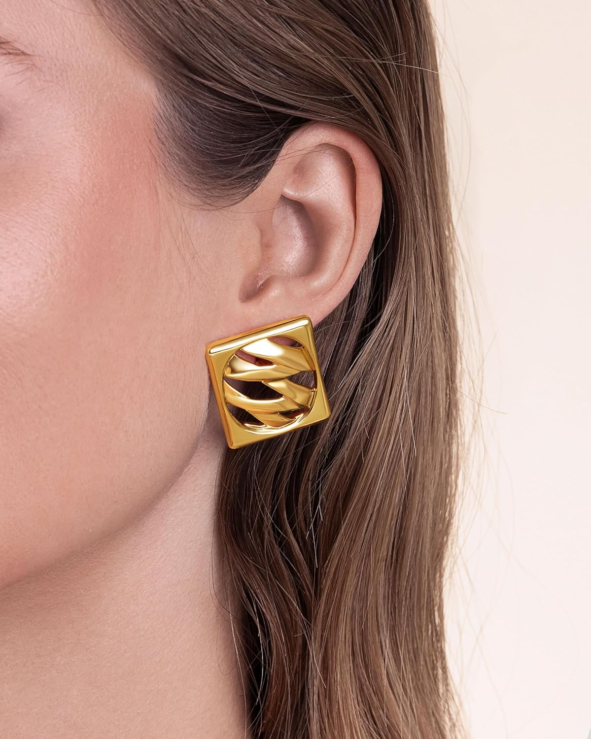 SNGIA18K Gold Plated Dangle Textured Ribbed Irregular Large Leaf Statement Earrings for Women by SNGIA, Handmade Dramatic Geometric Trendy Summer Drop Leaf Flower Jewelry Gifts, Bold Beachy Vintage Plant Fashion Drop Accessories, Vintage Nickle Free Floral Dangling Earrings. - Image 4