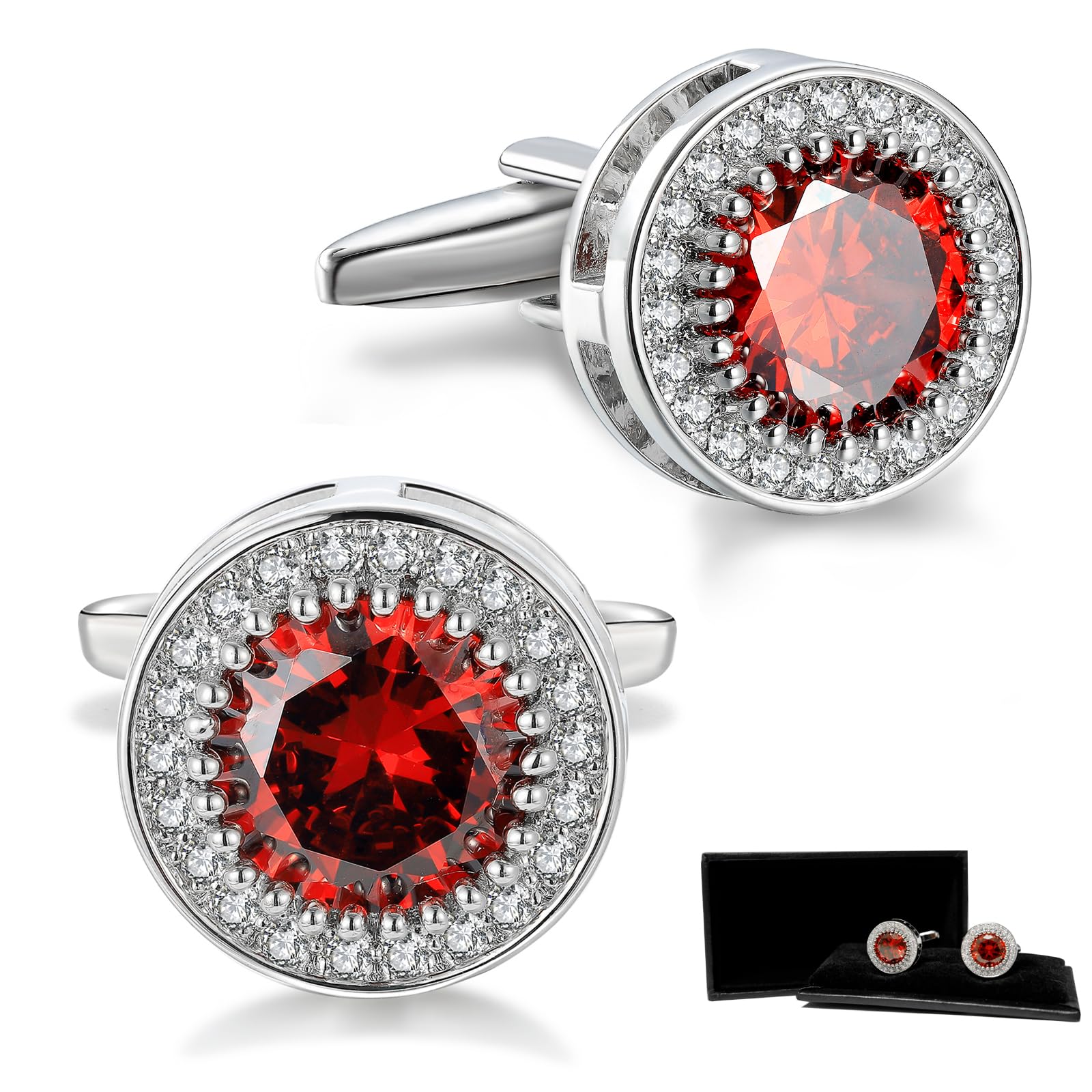 Crystal Cufflinks for Men CZ Cuff Links Sparkle Diamond Gold Ornate Cufflinks for Wedding Groom Best Man