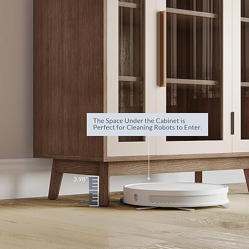 Miniatura 5 de BELLEZE Armario de buffet moderno armario Curio mesa consola de 3 niveles para cocina vitrina de cristal almacenamiento y despensa barra de café