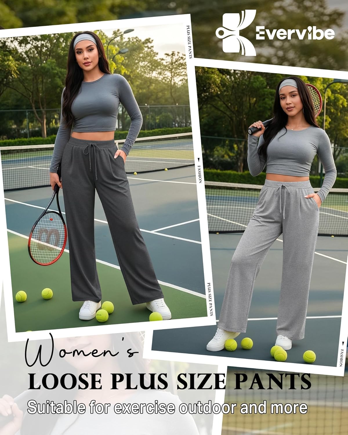 3 Pack Women's Plus Size Wide Leg Yoga Pants, Drawstring Lounge Sweatpants Loose Casual Workout Pants with Pockets - Image 4