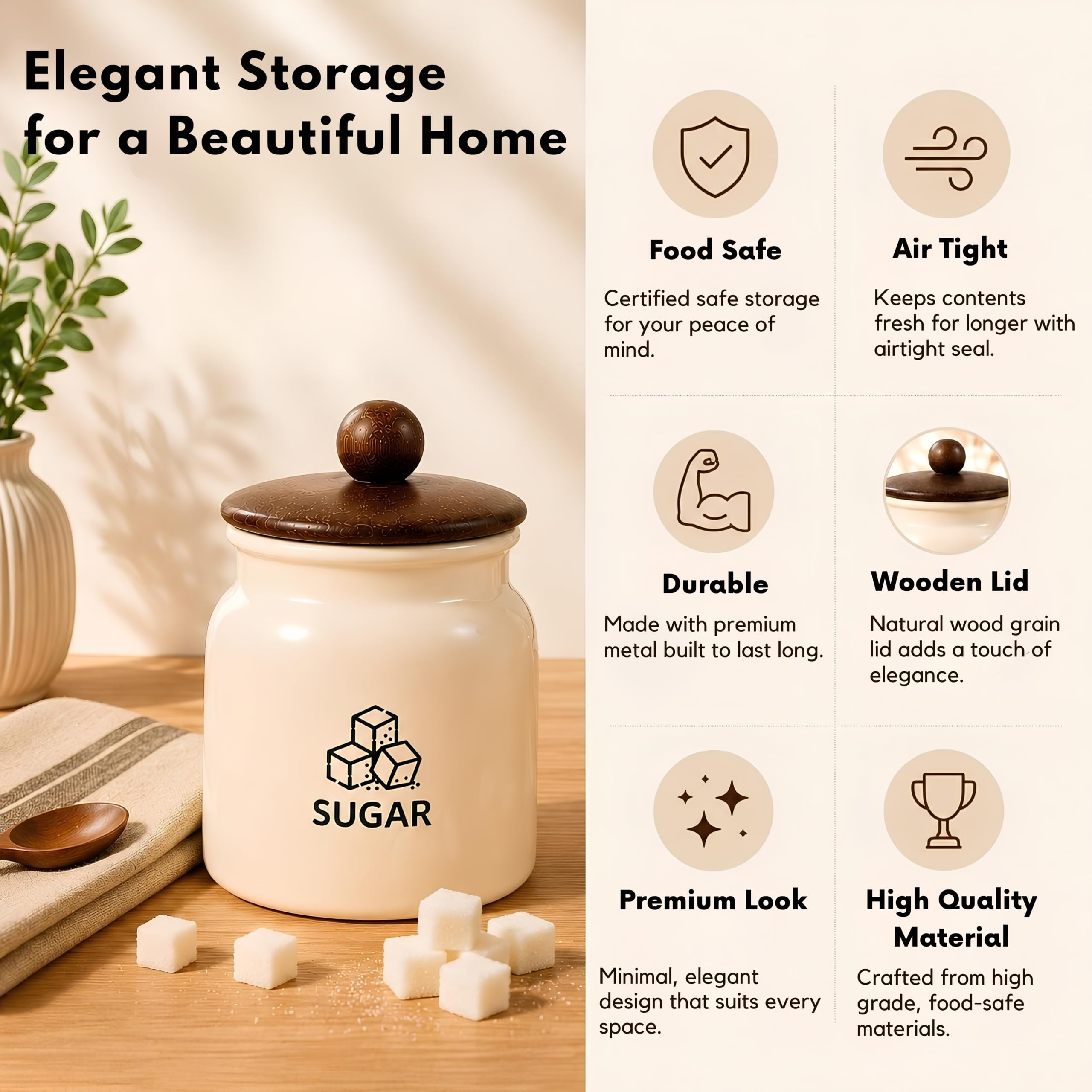 Classyo Premium Tea Sugar Coffee Containers - Set of 3 -3