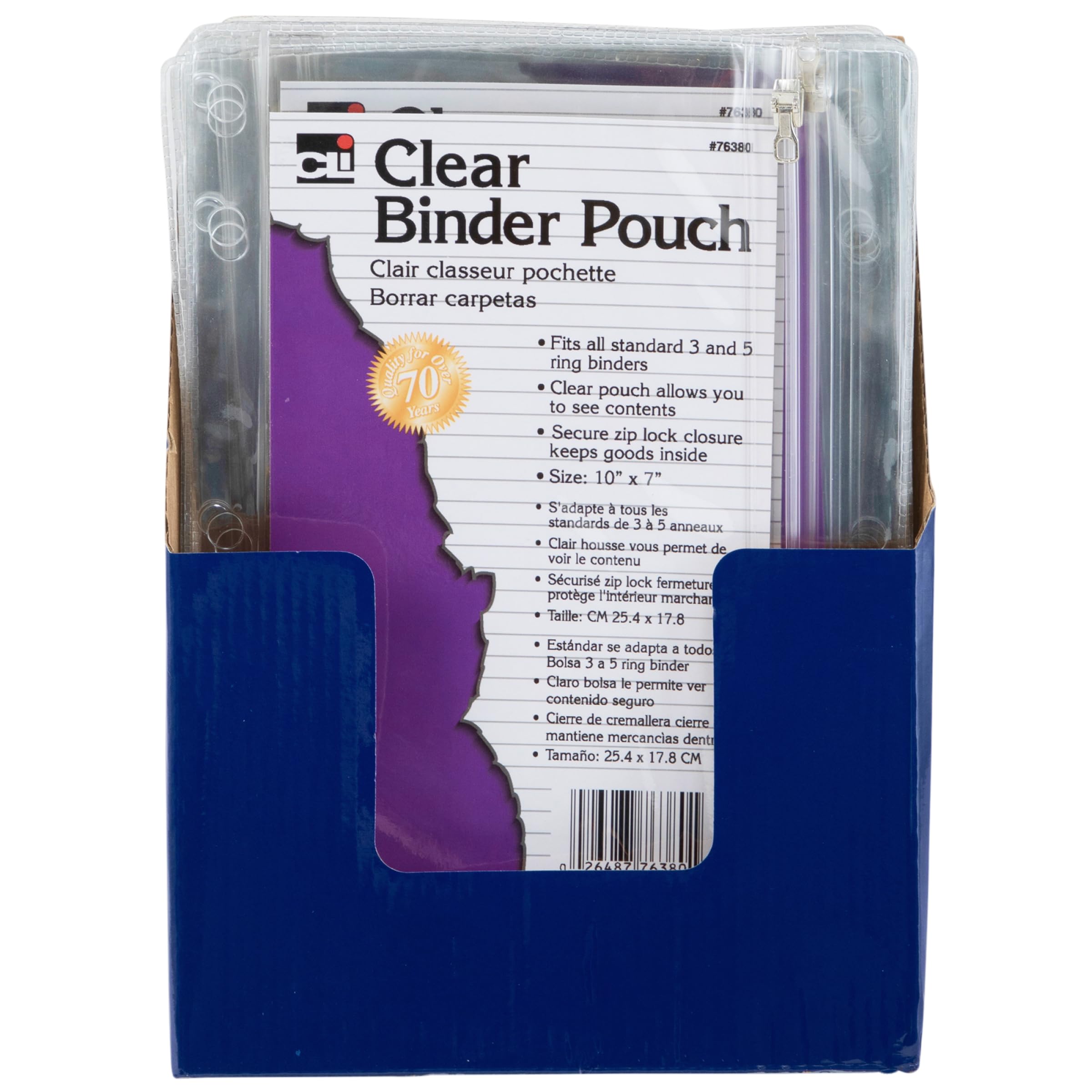Charles Leonard Pencil Pouch for Binder, 1 Pocket with Zipper Closure, Clear Vinyl, 24-Pack (76380-ST)