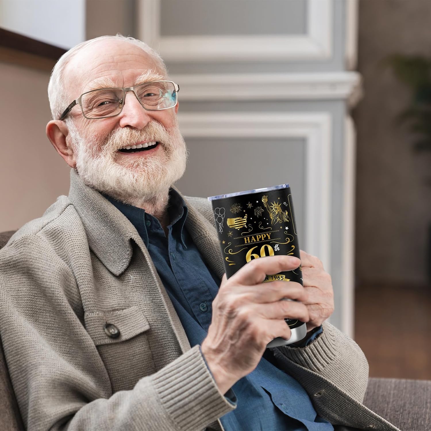 Happy 60th Anniversary Wedding Gifts for Men Women 60th Anniversary Tumbler 60 Years Wedding Gifts for Couple Wife Husband Back in 1965 Stainless Steel Vacuum Insulated Tumbler 20 oz - Image 2