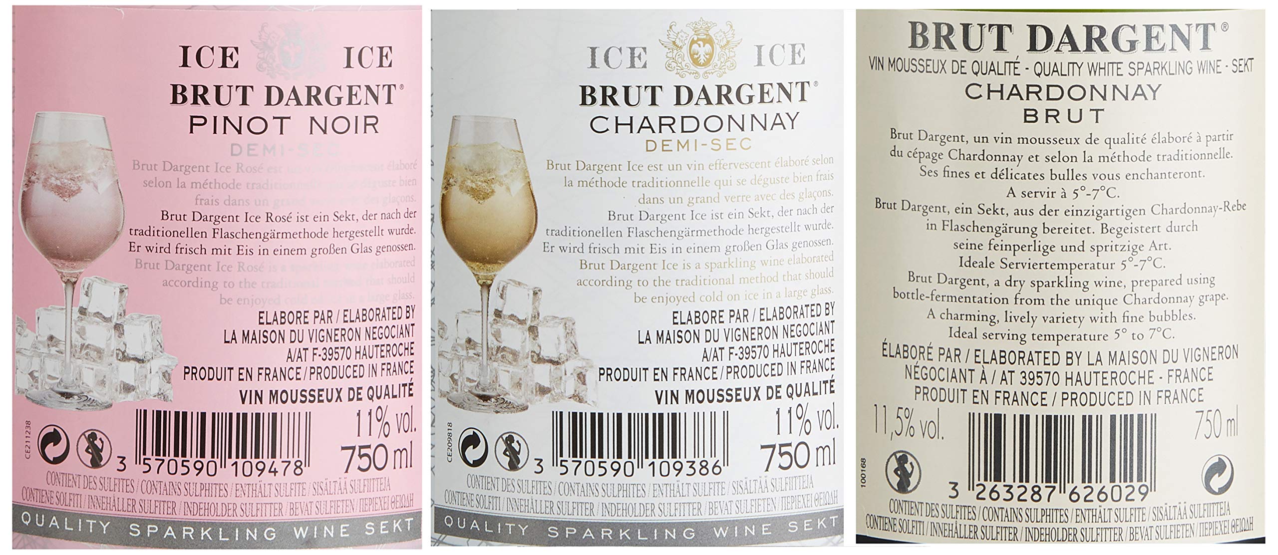 Brut Dargent Mischpaket - Chardonnay, Ice Chardonnay und Ice Rosé Pinot Noir (6 x 0.75 l)