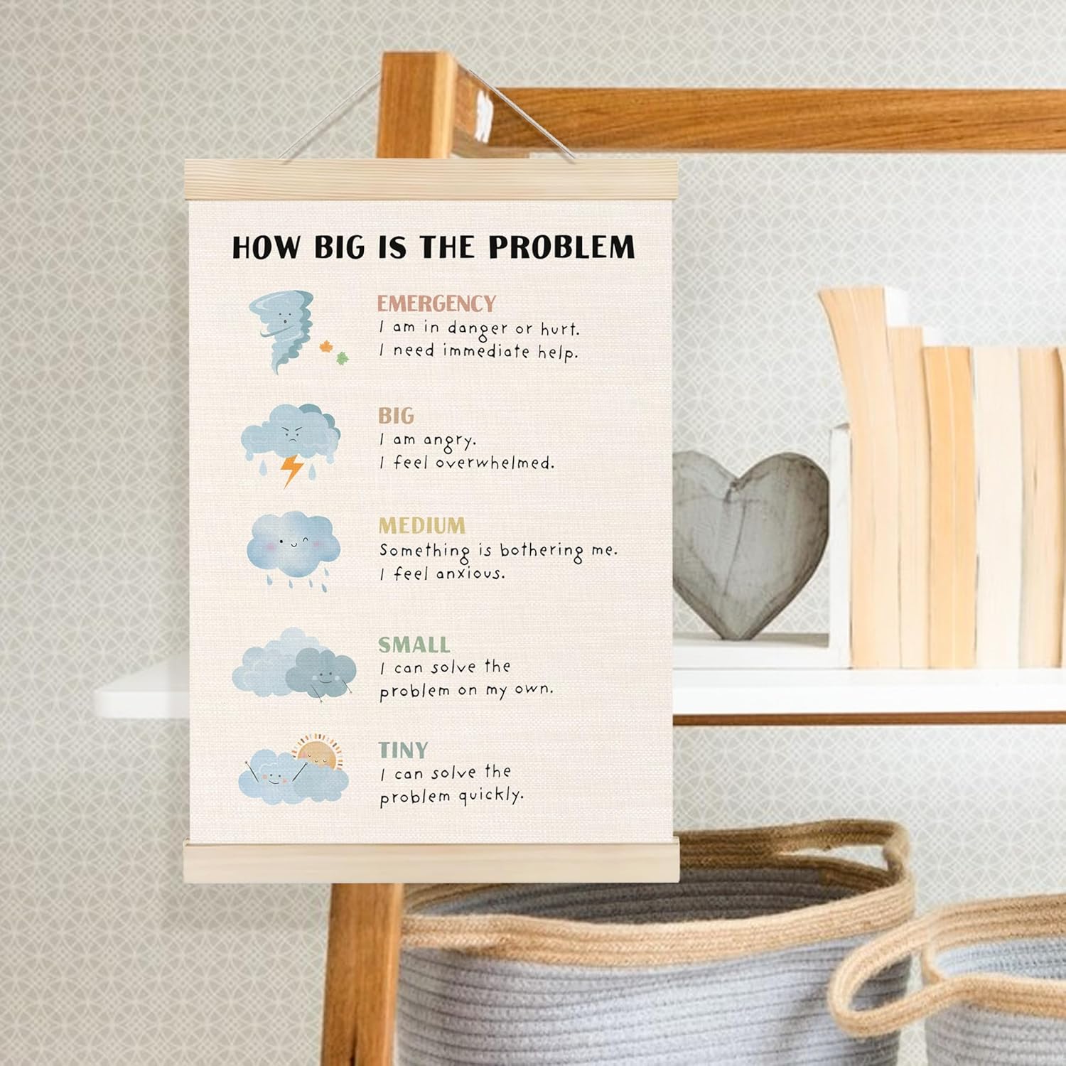 Welshower Weather Mental Health Poster Hanger Frame, How Big Is the Problem Mental Health Wall Art Prints Decor for School Counseling Therapy Calming Office Classroom, 12x16 Inch - Image 3